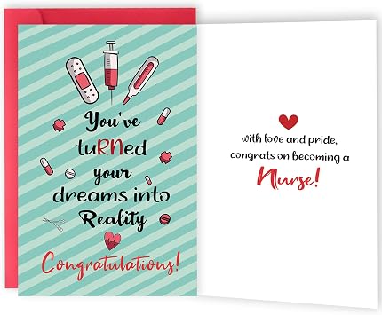 Cute Nurse Graduation Card, RN Graduation Gifts for Women, Congratulations Card for New Nurse, Nurses Week for Nurses Appreciation Gift