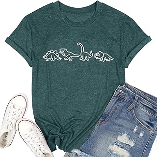 Women Cute Dinosaurs Graphic Tees Girls Short Sleeve Casual Crew Neck Tshirt Tops