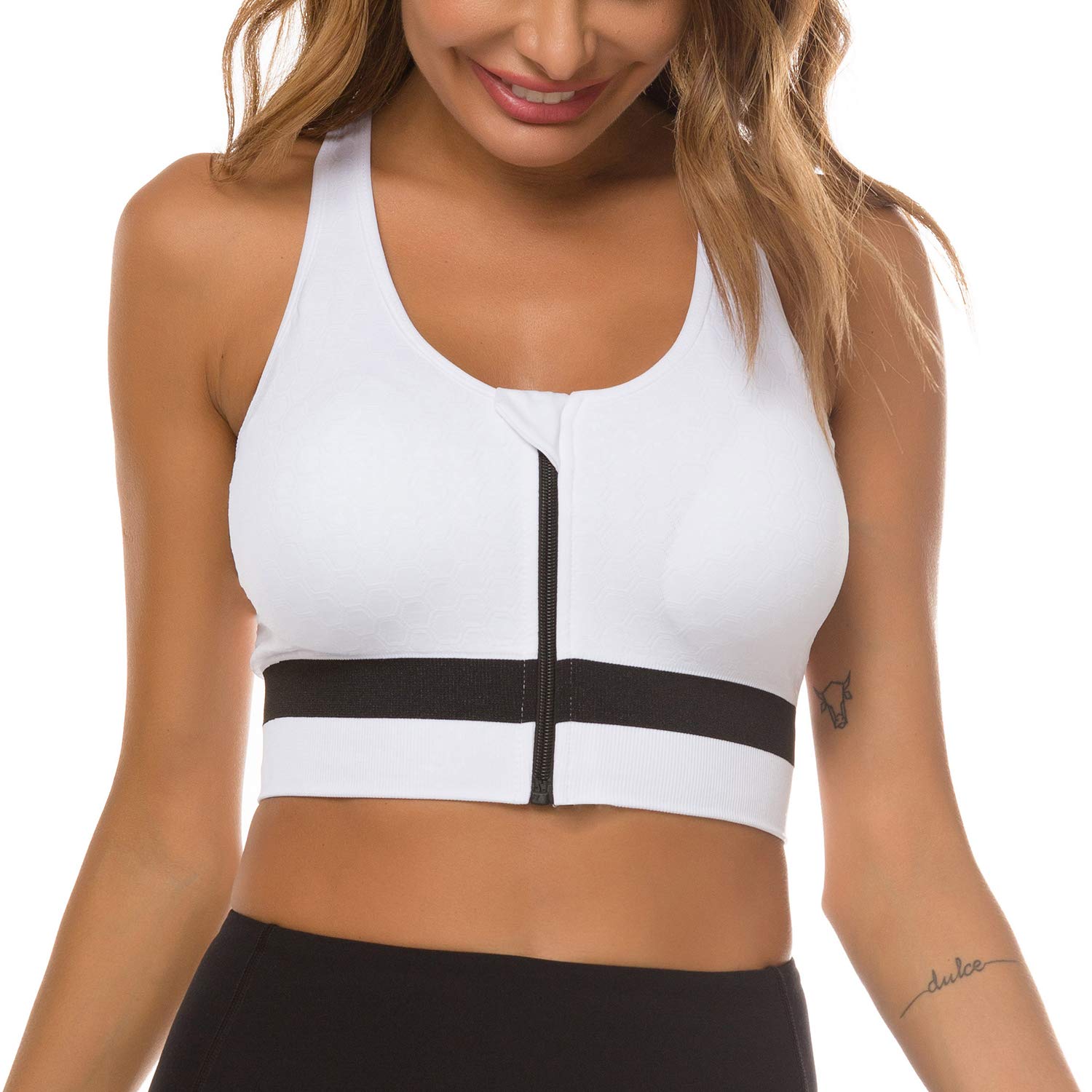 Women's Seamless Sports Zippers Bra,High Impact Permeable Sport Vest Nets Quakeproof Underwear for Yoga Fitness Exercise