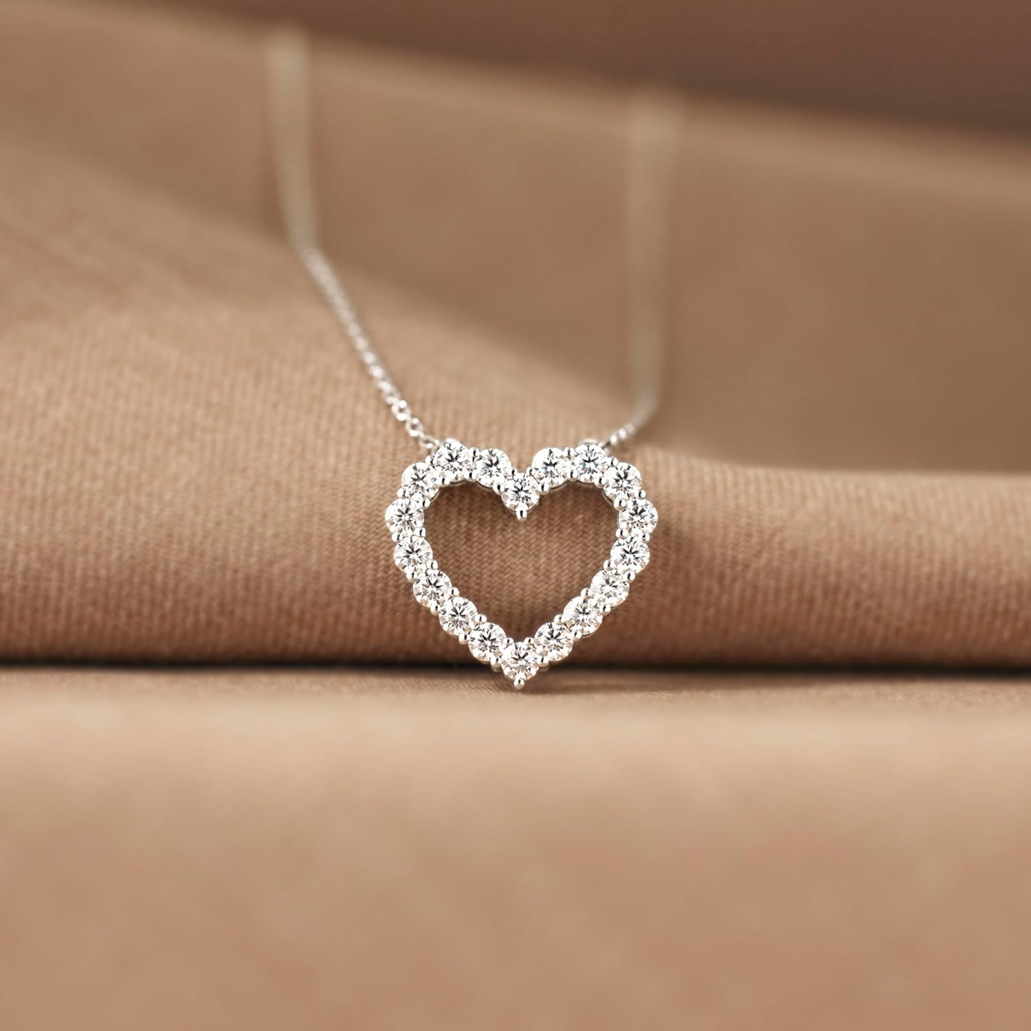 STORYJEWELLERY Heart Necklaces for Women, 925 Sterling Silver Heart Pendant, Dainty Cubic Zirconia Love Necklace for Women, Cute Jewelry image 5 of 6 B0F5BFHBP1