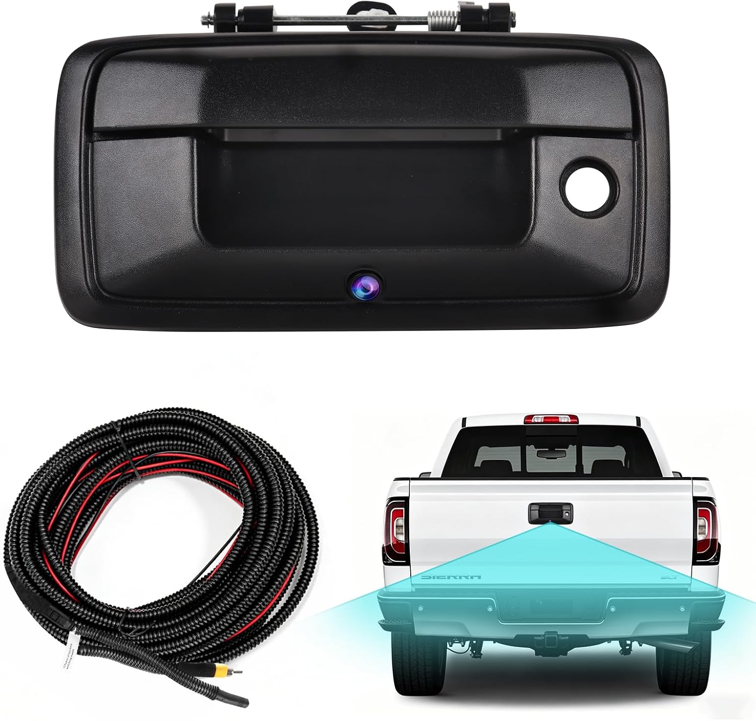 ASURE Tailgate Handle Backup Camera for Chevrolet Silverado GMC Sierra 2014-2018 - 1080P HD 170° Wide Angle IP68 Waterproof RCA Plug Rear View Camera Back Up Camera Replacement