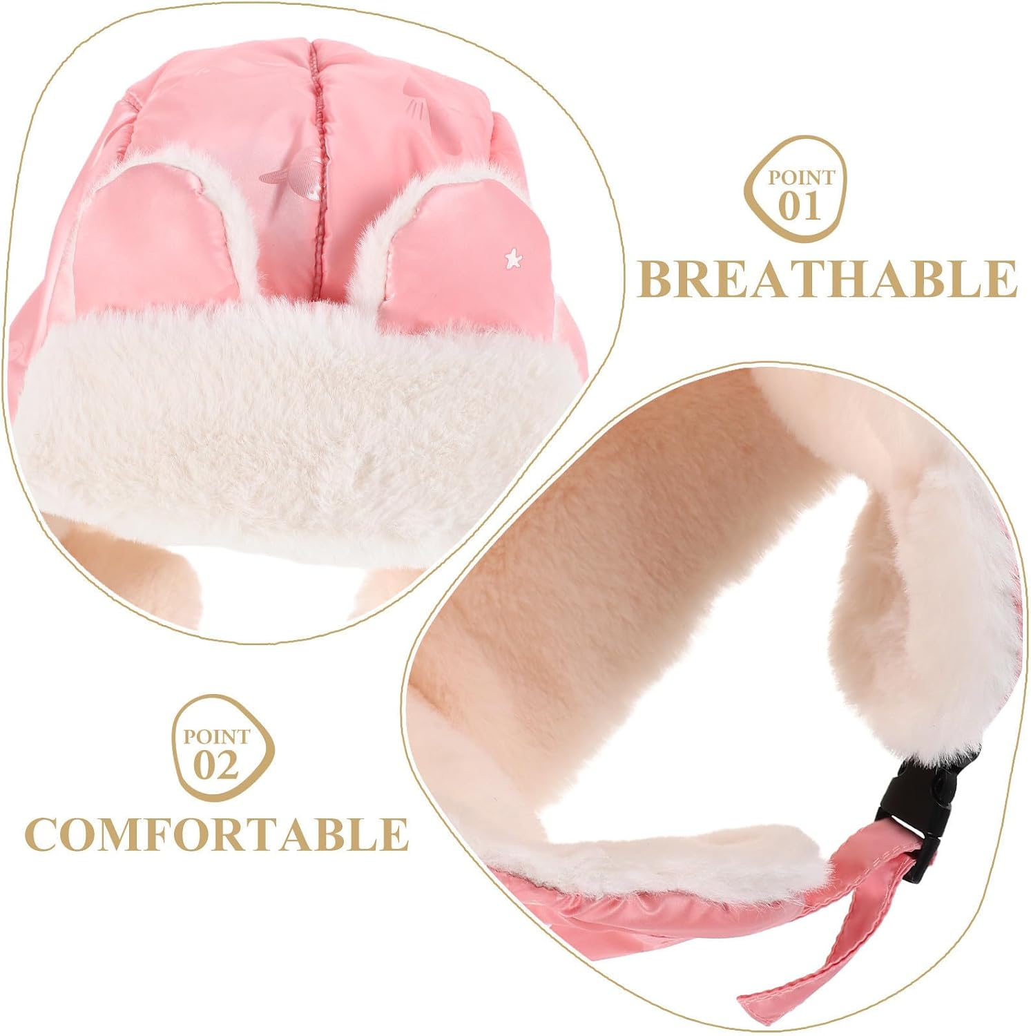 Alasum Trapper Hat with Ear Protection, Adjustable Size for Boys Pink