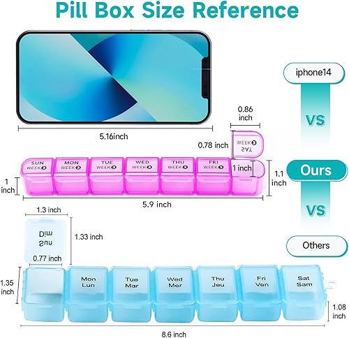 Miniatura 7 de Organizador semanal de píldoras 1 vez al día, organizador de pastillas mensual de 4 semanas, pastillero de 28 días, organizador de píldoras