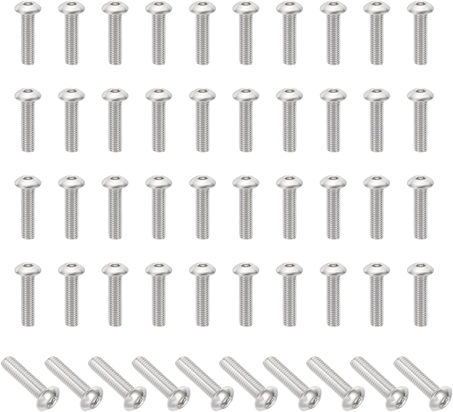 PATIKIL M5-0.8x25mm Button Head Socket Cap Screws, 50 Pcs 304 Stainless Steel 18-8 Hex Socket Cap Screw Bolts Allen Hex Drive Full Machine Thread
