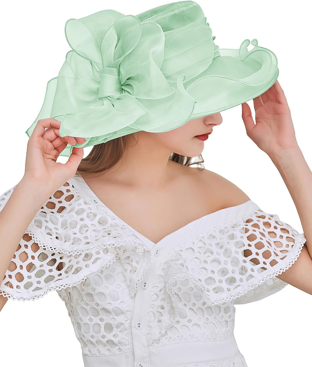Women's Organza Church Kentucky Hat Fascinato Wedding Cocktail Tea Party Derby Hats Sun Hat