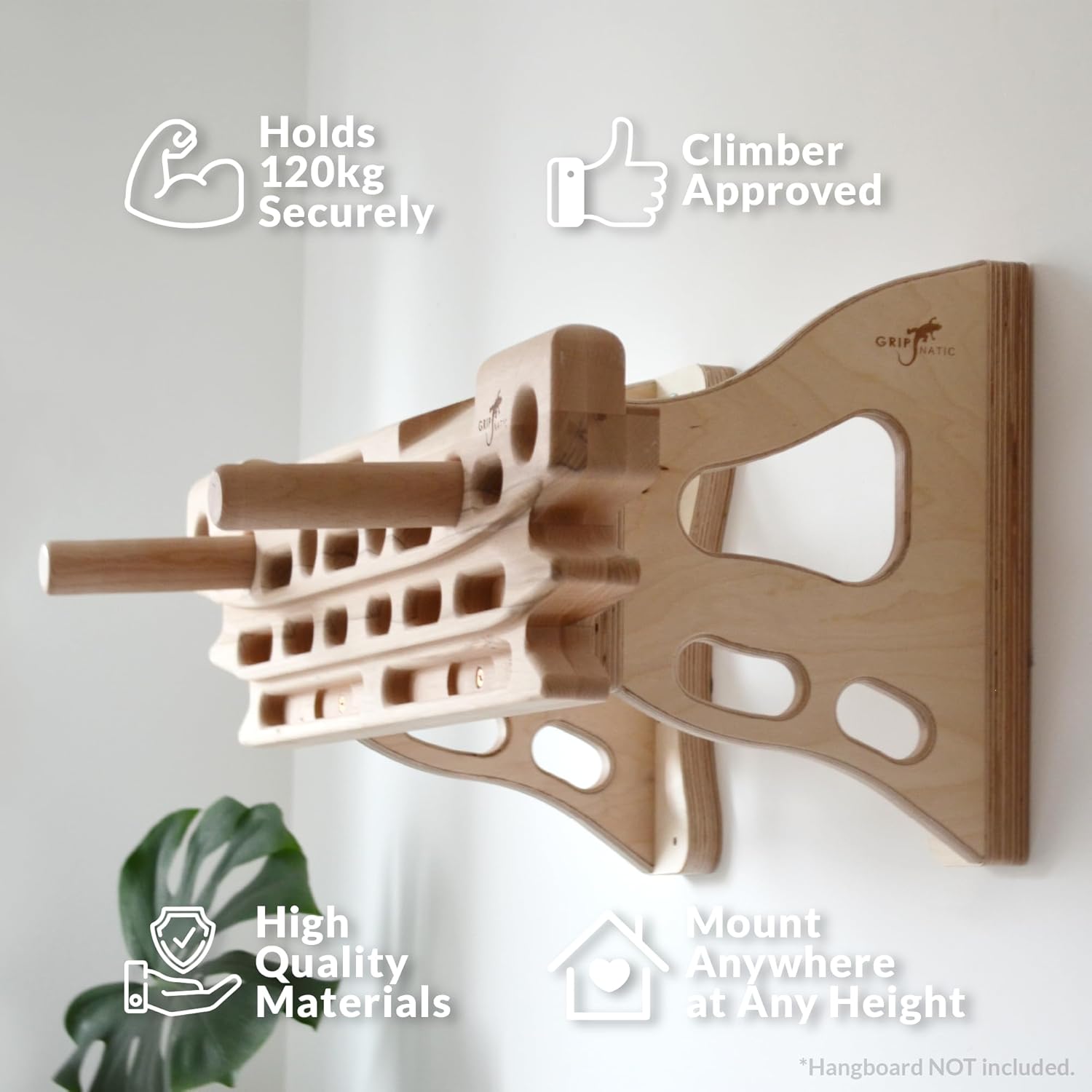 Wall Mount for Hangboards - Wall Mounting Hangboard Holder - Compatible with Standard Climbing Fingerboards - 120kg Load Capacity - Waveline Wood