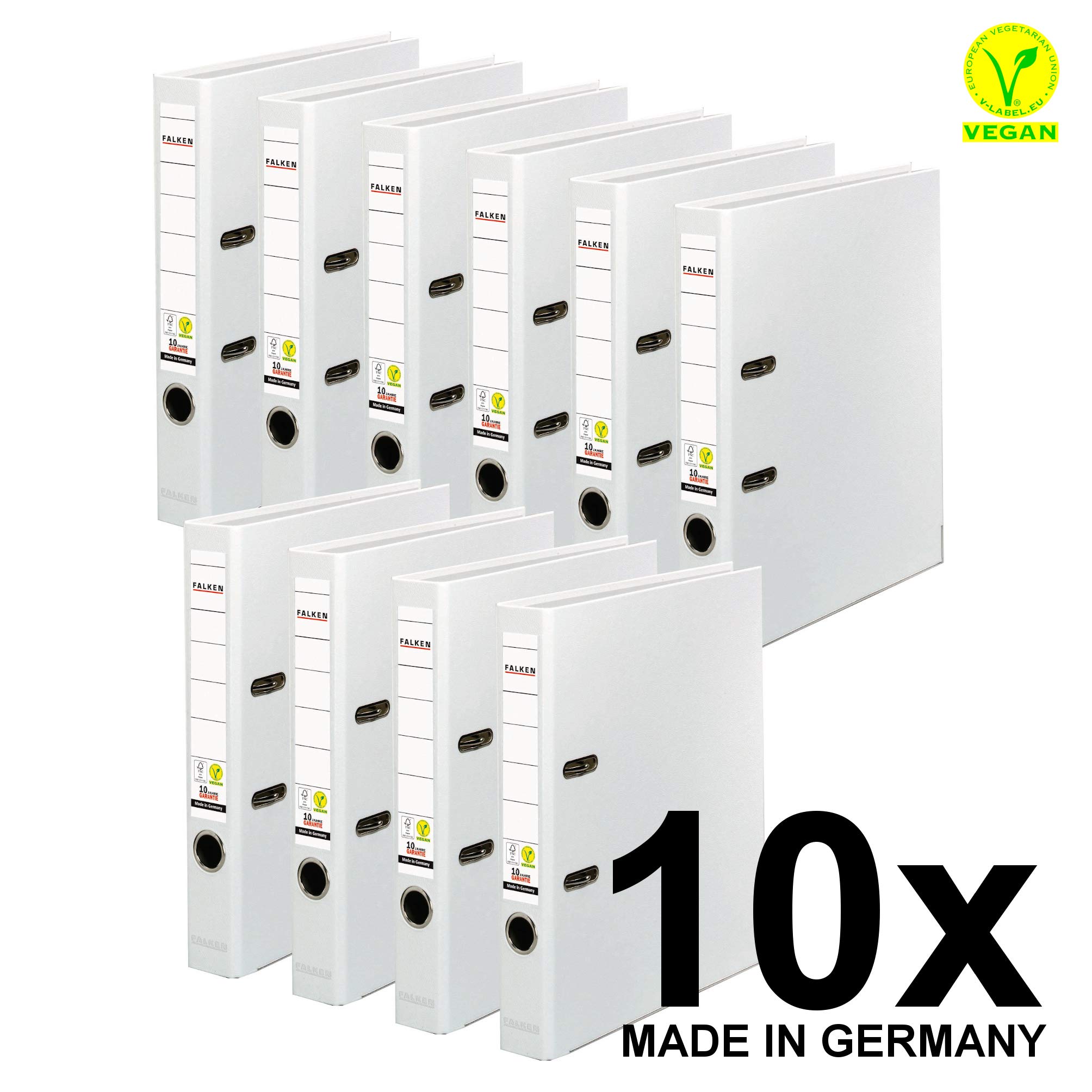 FALKEN 10x PP-Color Kunststoff-Ordner 5 cm schmal DIN A4 weiß