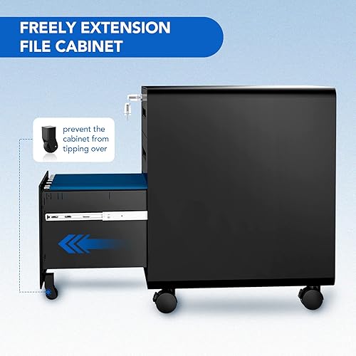 Miniatura 5 de FLEXISPOT Archivador móvil para oficina en casa archivador de 3 cajones debajo del escritorio archivador de almacenamiento para archivos