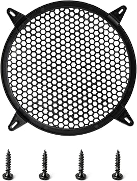 10 Inch Subwoofer Grill Speaker Grill Cover, Black Waffle Grill Cover Plastic Mesh Grille Speaker Grill Cover Circle Subwoofer Speaker Cover, 1PCS