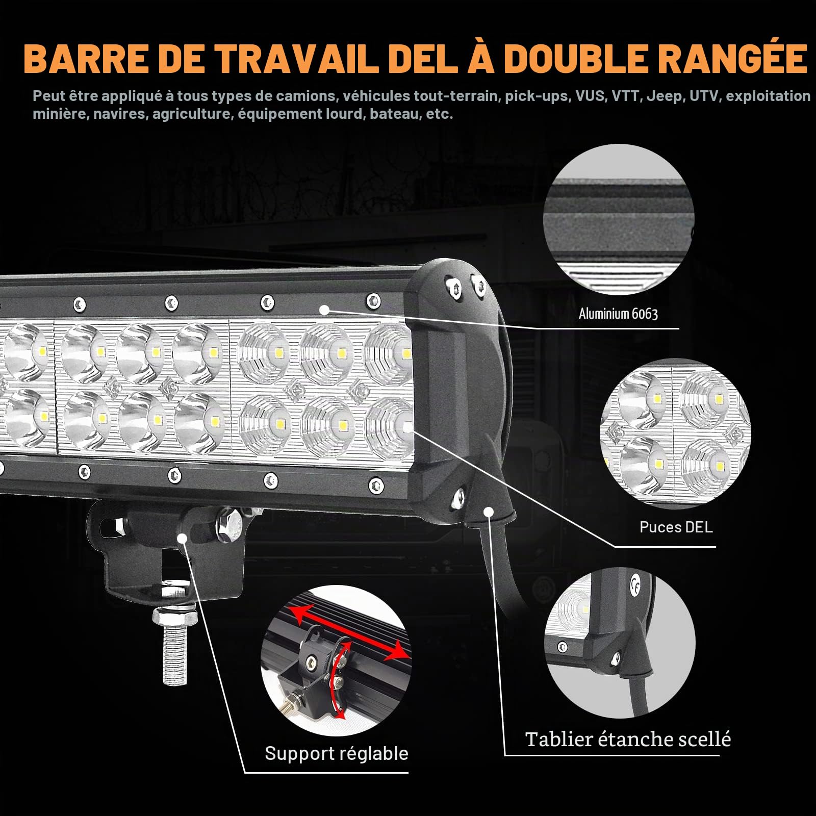 SKYWORLD 12 pouces 30 cm 72W Led Light Barre Rampe Bar 4x4 | 12V 24V Droit Barres Lumineuses Led de Travail Etanche pour Offroad Voiture Véhicule Voiture Camion Tracteur Quad Bateau