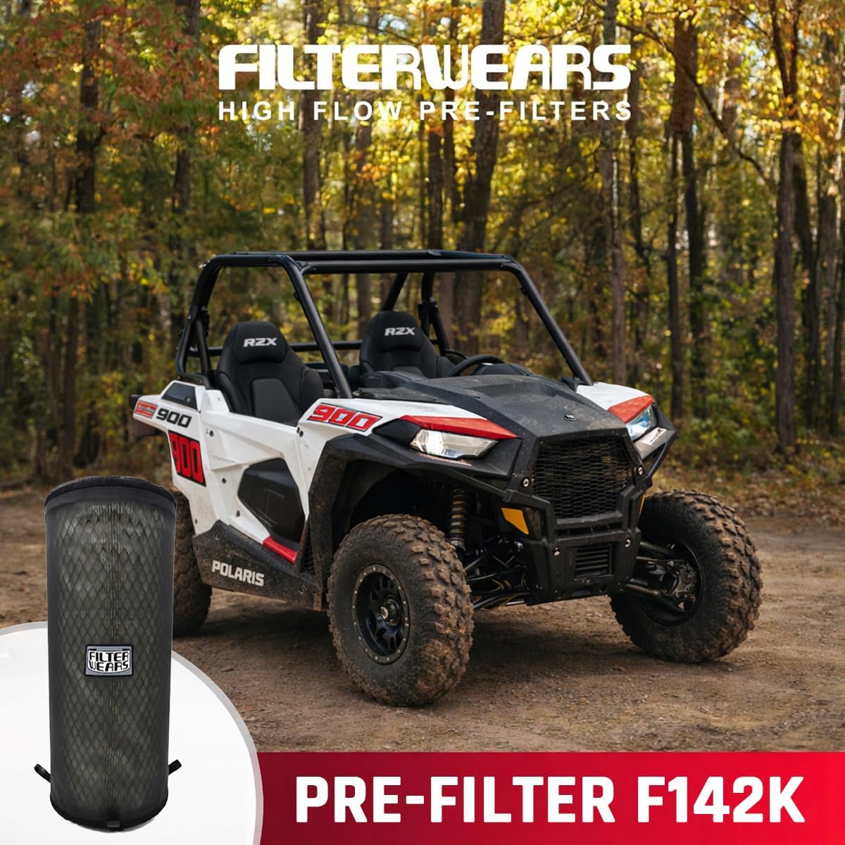 FILTERWEARS Pre-Filter F142K For Polaris RZR 900 Air Filters 7082115 7081937, K&N PL-8715 (black)