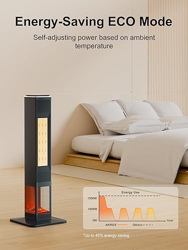 Miniatura 4 de AKIRES Calentador de cerámica oscilante de 70, calentador de espacio de torre de 31 pulgadas, calentador eléctrico portátil de 1500 W con