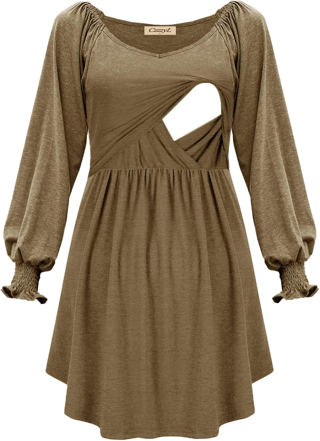 CzzzyL Women Nursing Lantern Sleeve Tops V Neck Blouse T Shirts at  Women’s Clothing store