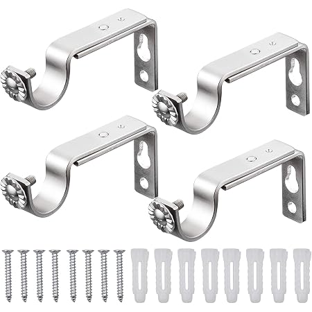 4 Staffe Portatenda In Metallo Per Aste Ø 6,3 Cm - Supporto A Muro Per Tende E Bastoni