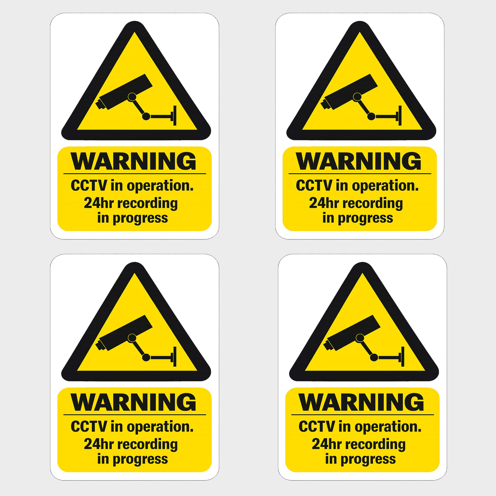 Inside Window CCTV Stickers – Printed Side is Sticky | 4 Pack | Visible from Outside | 100mm x 65mm