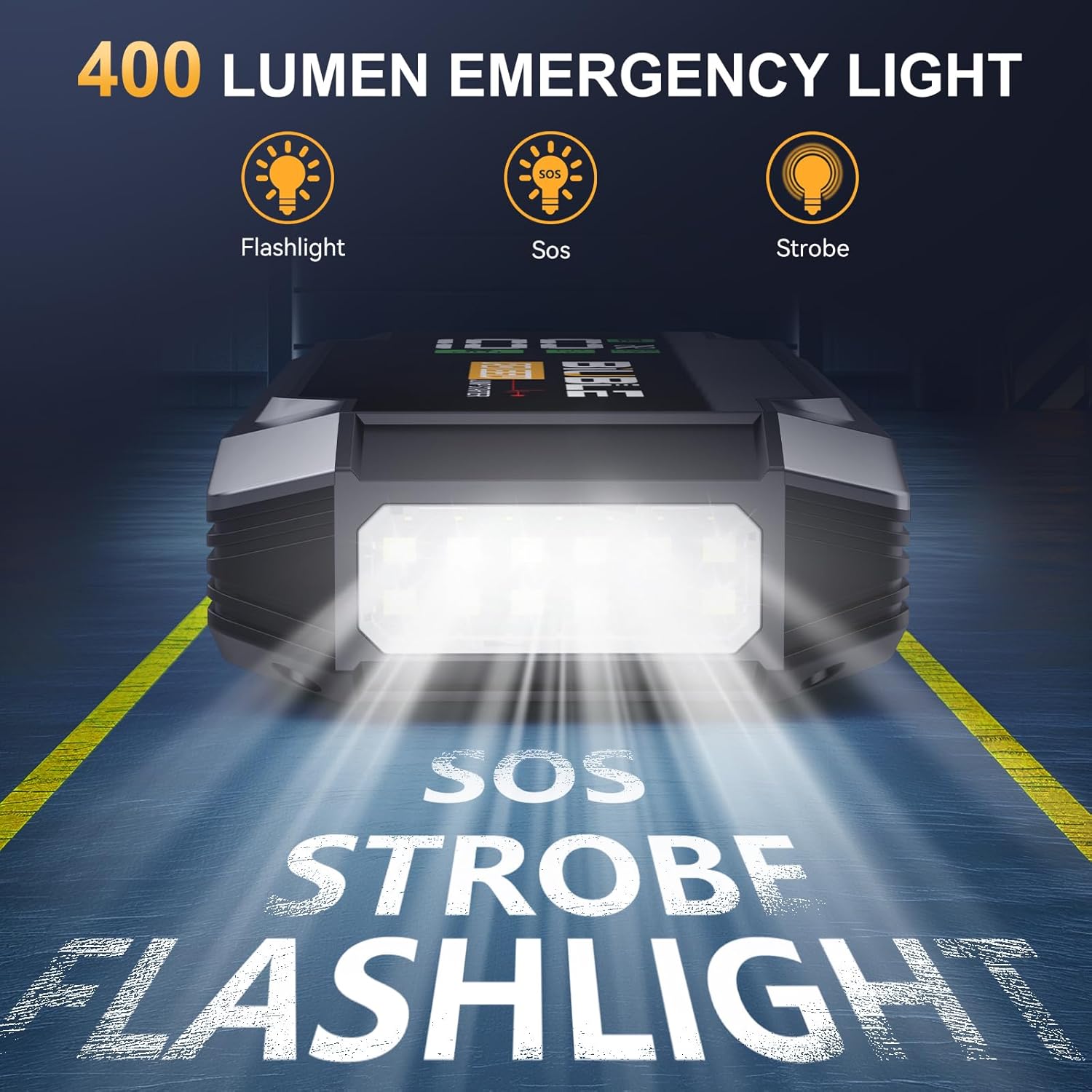 8000A Jump Starter with PD 65W Fast Charging, 26800mAh Car Battery Jump Starter (All Gas/16L Diesel), 12V Battery Jumper Starter Portable, Jump Box Jump Pack with 3 Modes Flashlight - Image 5