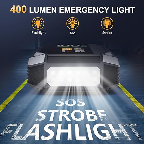 Miniatura 5 de Arrancador de 8000 A con carga rápida PD de 65 W, batería de coche de 26800 mAh (todo gasolina16L diesel), batería de 12 V portátil, paquete de