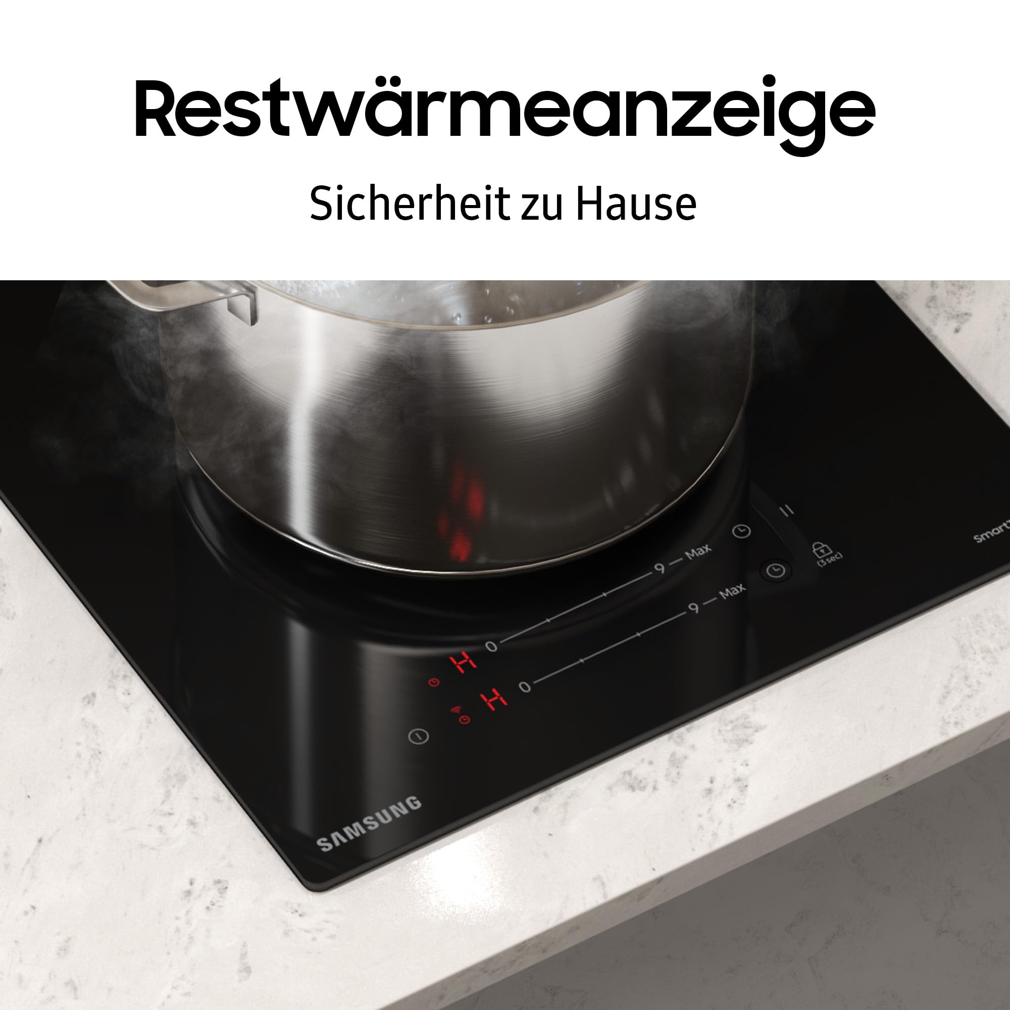 Samsung NZ32BG2005FKU1 Autarkes Induktionskochfeld, 2 Platten, 30 cm breit, Koch-Zonen aus Glaskeramik, Sensortasten mit Slider, Wi-Fi-Steuerung, Kindersicherung, Timer, Restwärmeanzeige, Schwarz