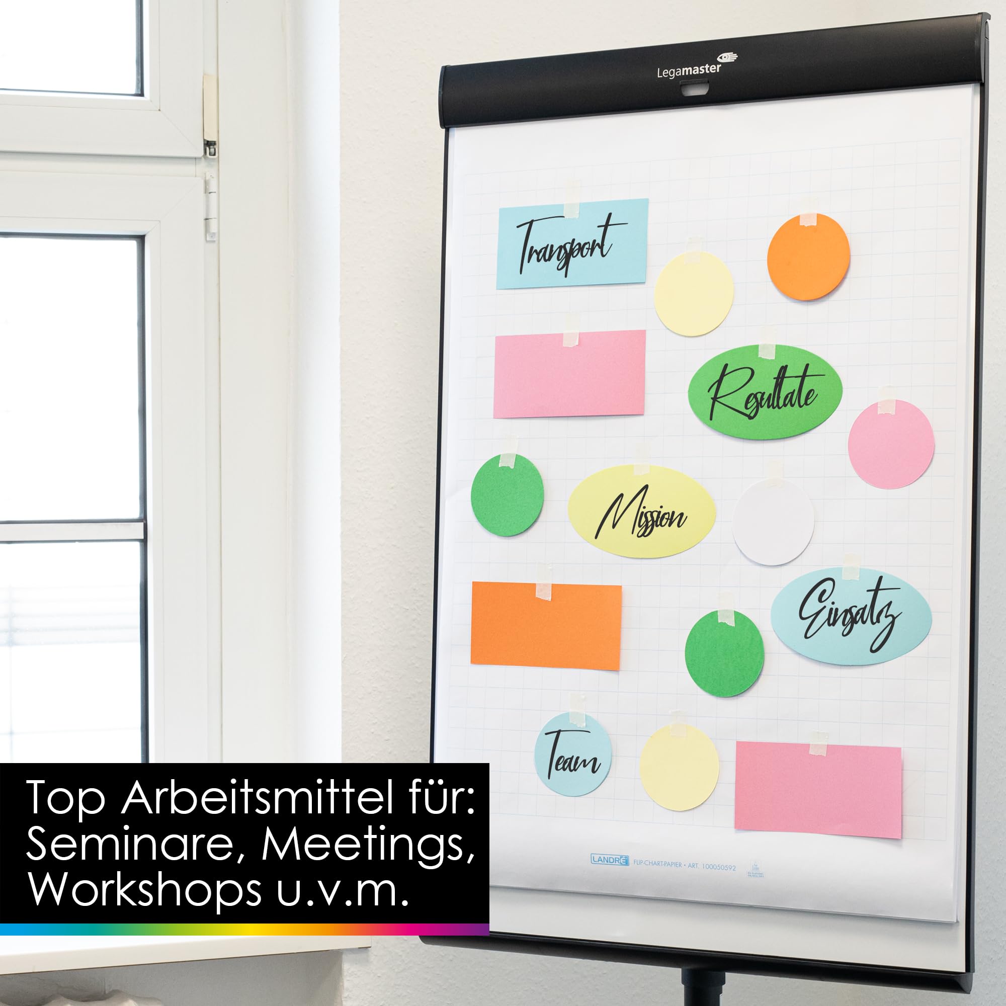 OfficeTree 750x Moderationskarten Set Bunt - Rund, Oval & Rechteckig - Metaplankarten - Präsentationskarten in 6 Farben Sortiert - Moderationsset als Seminar Zubehör für Präsentation und Vortrag