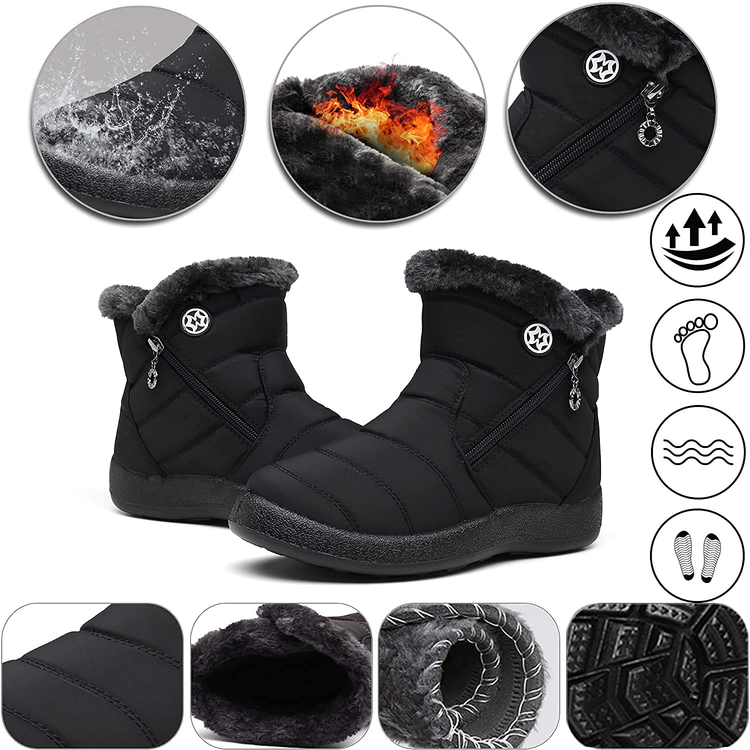 Gaatpot Stivali Donna Stivaletti Invernali Stivali da Neve Caldo Peluche Scarpe Impermeabili 36-43