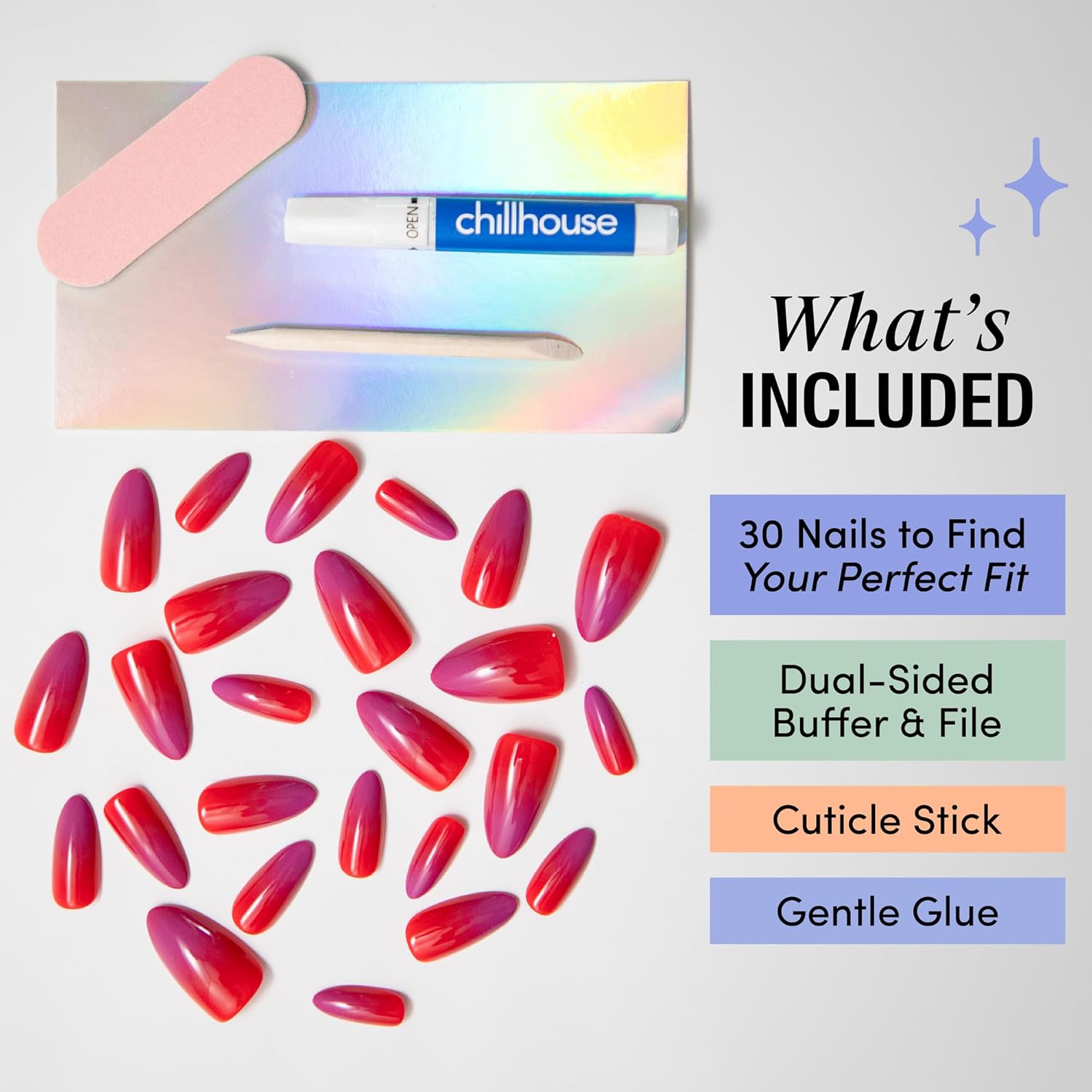 Chillhouse - Chill Tips, Press on Nails Kit - Heading South (Long Almond) - 30 Nail Shapes & Sizes - Up to 2 Weeks Wear - Customizable Fit - Reusable - Latina Founded, Women Owned, Beauty, Self Care - Image 3