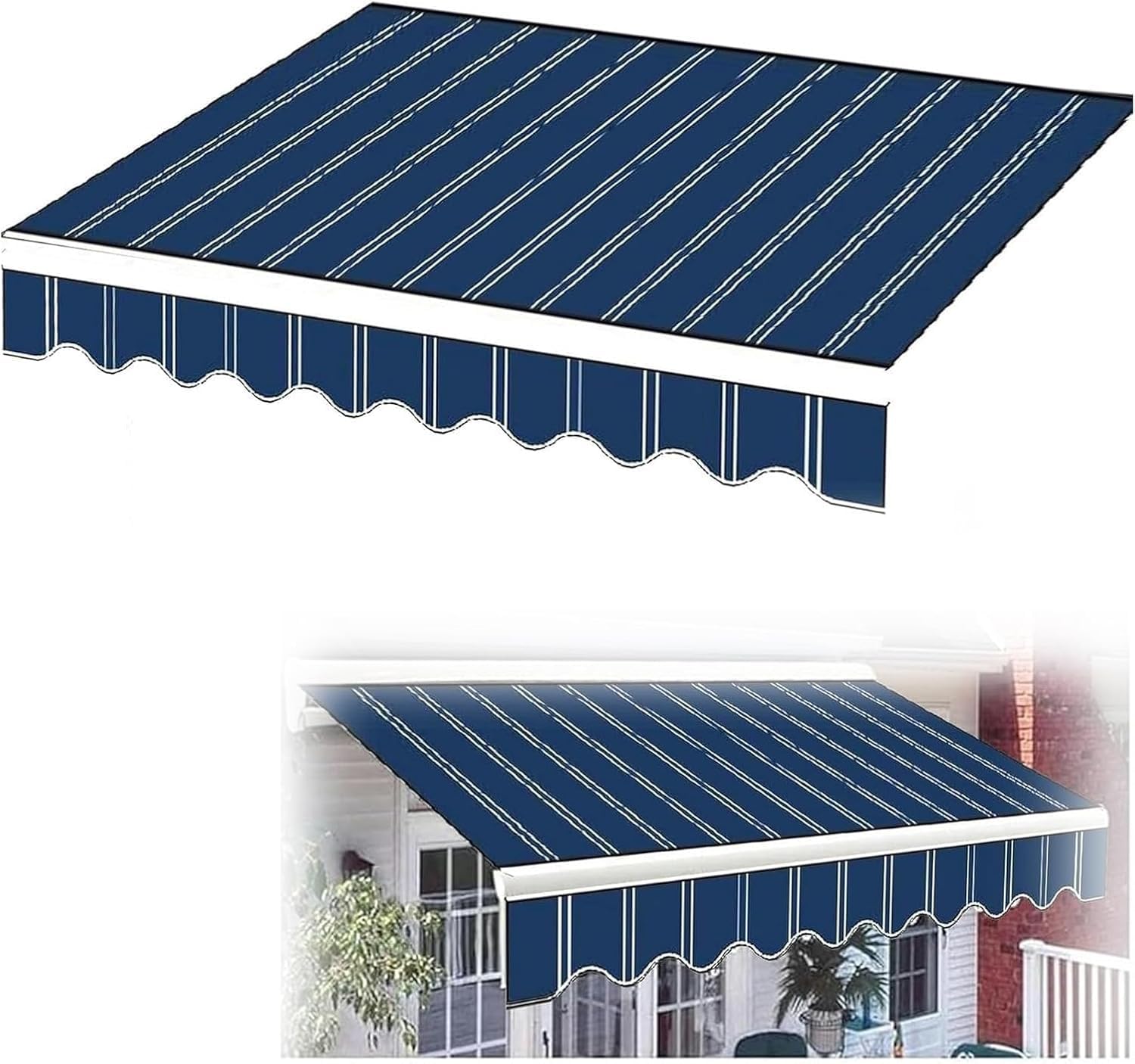 GJZQDKX Retractable Patio Umbrella Canopy Replacement Waterproof Polyester Fabric for Outdoor Sunshade Awning Cover for Doors and Windows No Frame Needed