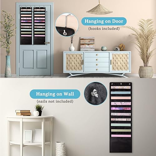 Miniatura 6 de Caydo 3 paquetes de almacenamiento de papel para álbumes de recortes, bolsillo de almacenamiento de papel colgante de 12 x 12 pulgadas con 9 ganchos