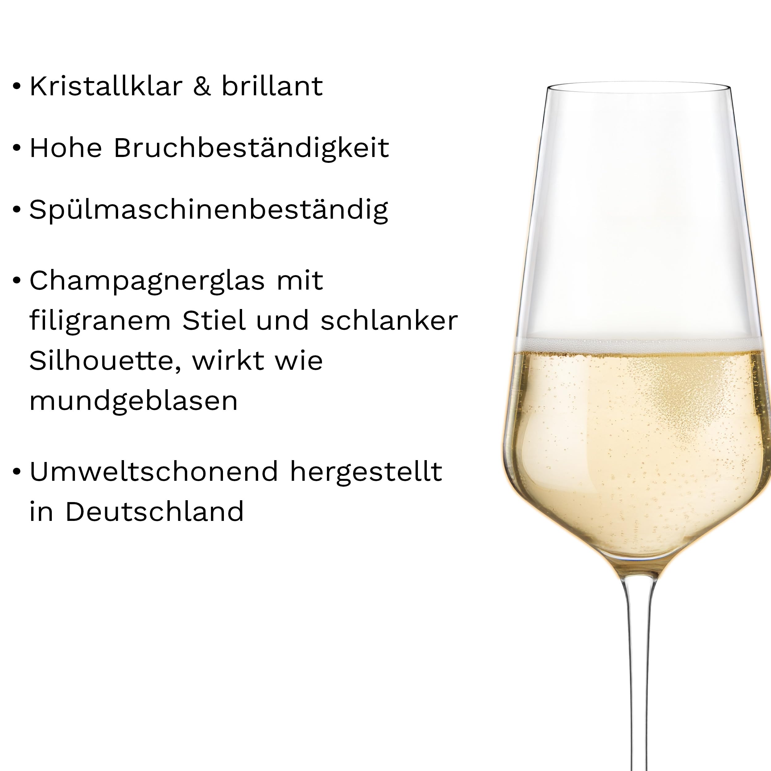 Stölzle Lausitz Starlight Champagnergläser Sektgläser 290 ml, 6er-Set | Elegante Champagnergläser und Sektkelche für Sekt und Prosecco, aus bleifreiem Kristallglas, stoßfest & spülmaschinengeeignet
