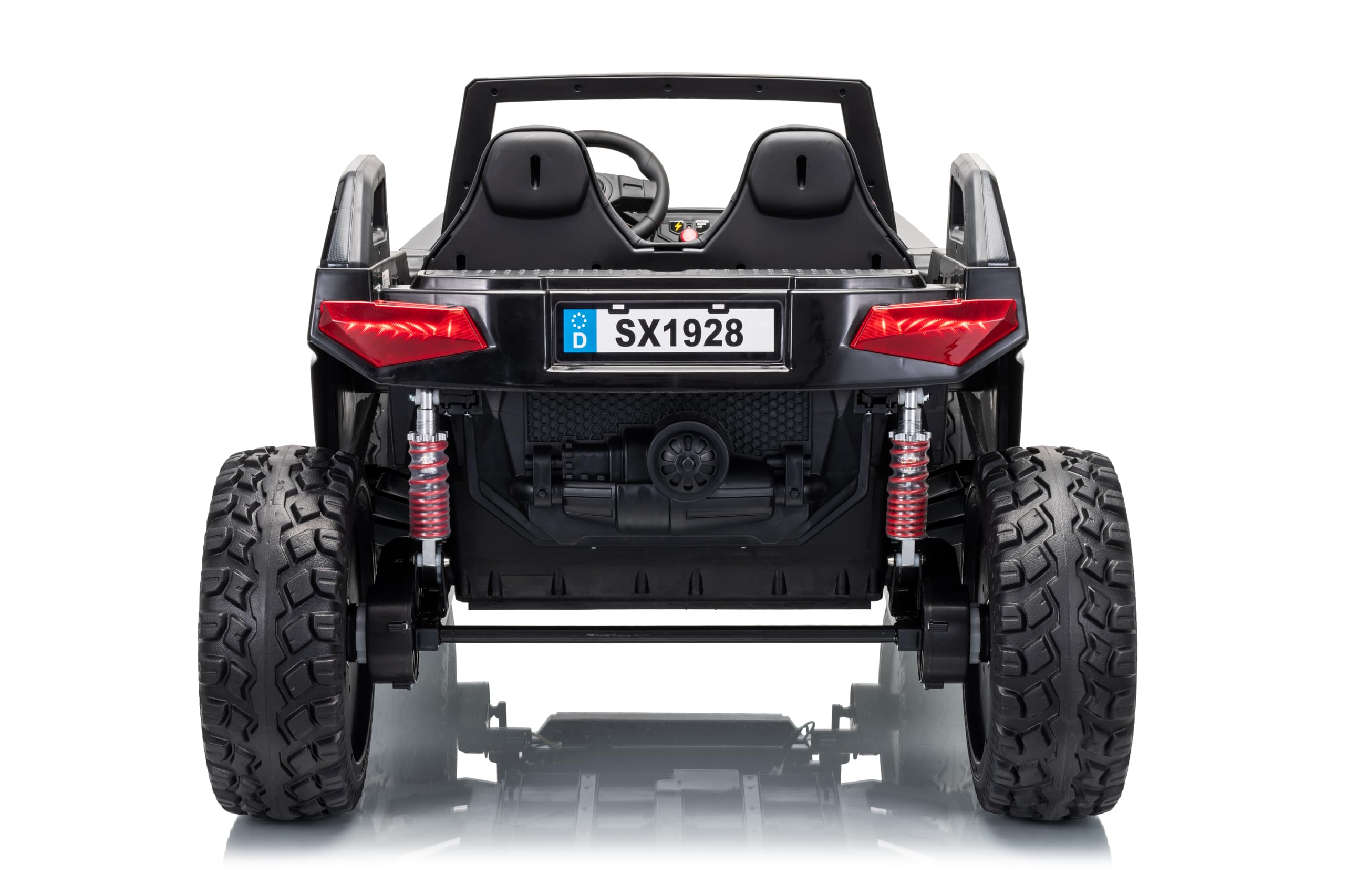 FINOOS Auto elettrica per bambini Clash 24 V, auto per bambini a 2 posti, con telecomando 2,4 GHz, 2-7 anni (nero)