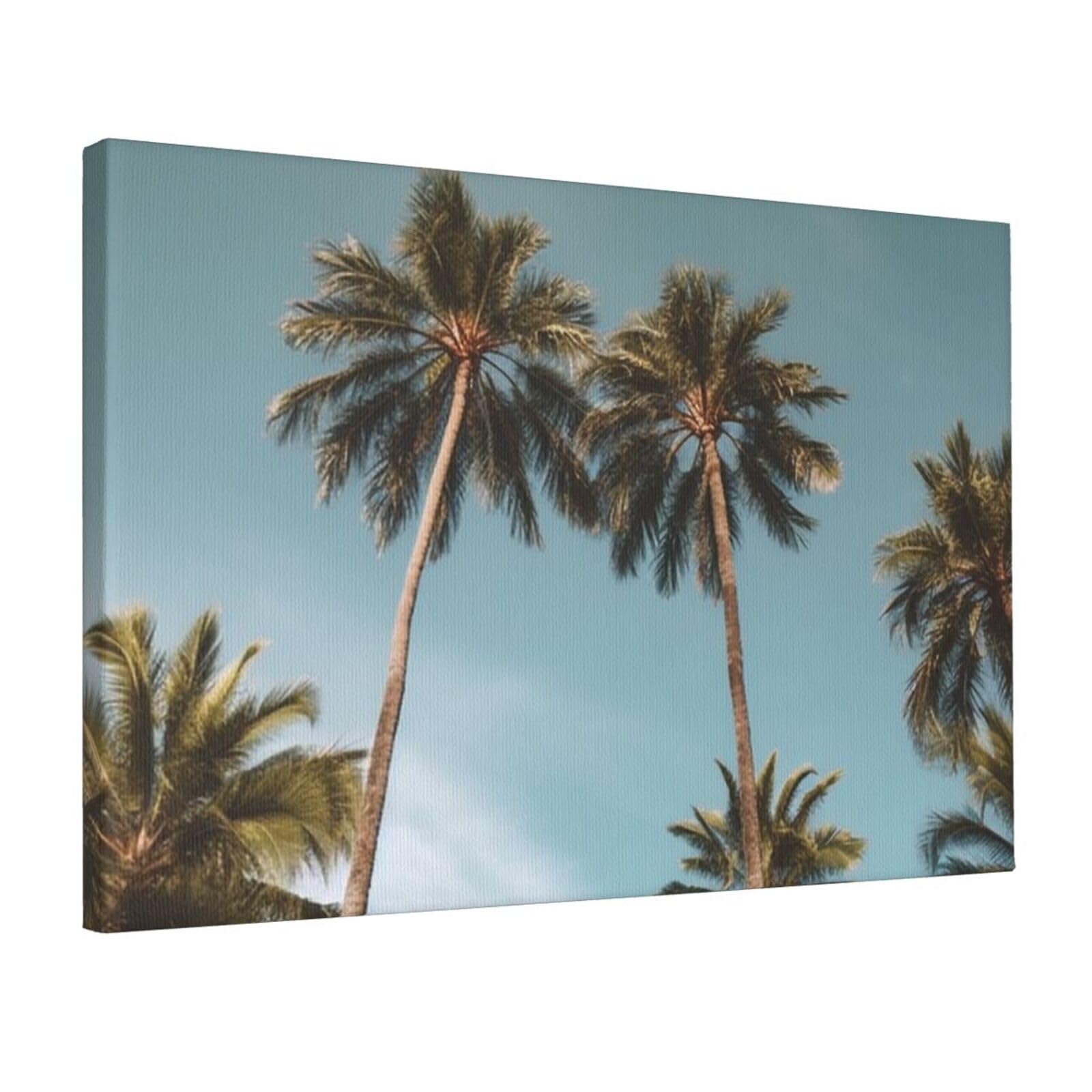 DWVTSLH Tall Tropical Palm Trees Poster Paintings Canvas Wall Art Bedroom Prints Home Decor Hanging Picture Modern Home Artworks Aesthetic for Living Room Office Wall Decor 12x18in Unframed
