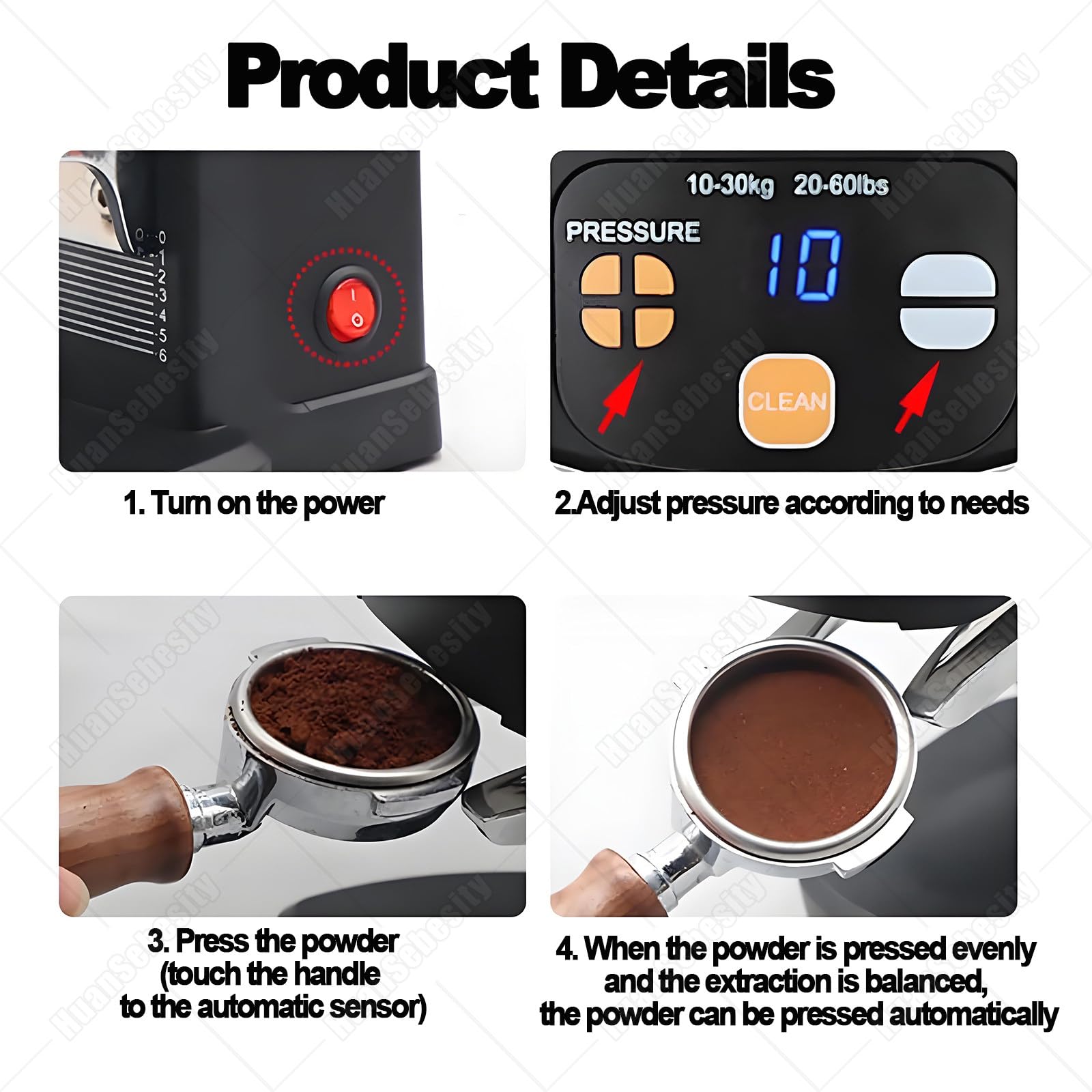 58mm Auto Kaffee-Manipulation,Einstellbarer 10-30kg Druck Black | Smart Espresso,Instant Ready Espresso-Werkzeug,Langlebiges Kompaktes Design Für Home Barista-Einsatz
