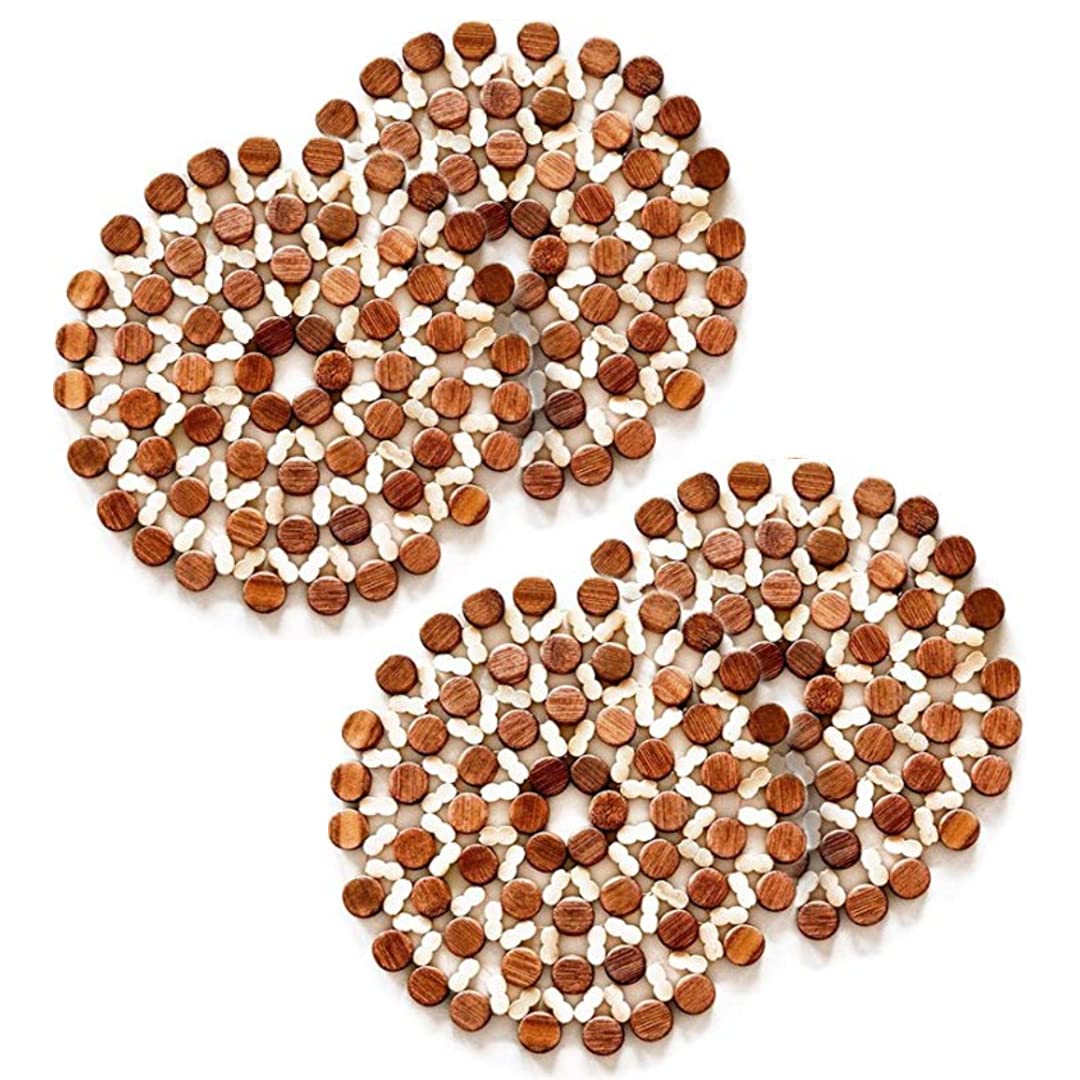2 Pcs Set Round Wood Trivet Mat, Kitchen Hot Pad Rest Heat Resistant for Dishes, Plates, Pots, Pans, Skillet (Brown) — Amazon image 8