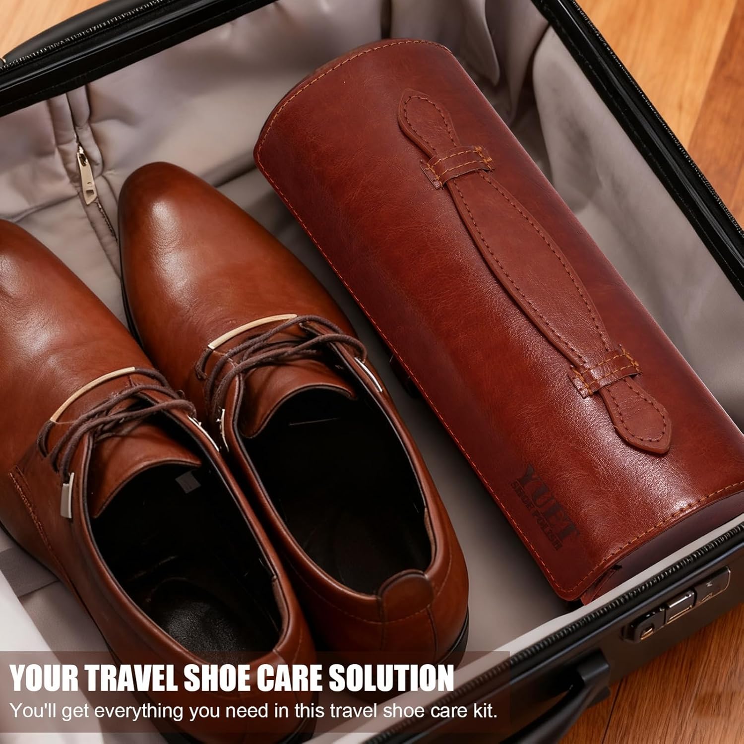 YUET 11PCS Professional Shoe Care Kit, Leather Shoe Shine Polish Brush Set for Boots, Dress Shoes - All-in-One Waterproofing & Cleaning w/Travel Case - Image 6