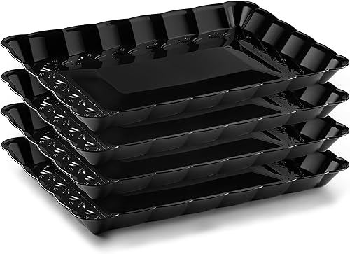 Bandejas de plástico para servir de 9 x 13 pulgadas, paquete de 4 bandejas de fiesta negras duraderas - Bandeja desechable para servir alimentos - disponible en Yaxa Colombia