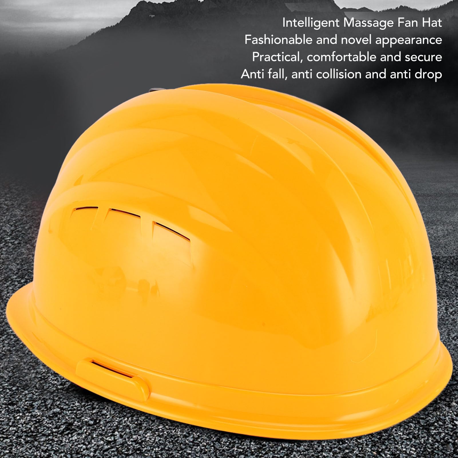 Casco Duro de refrigeración Industrial con batería de 8000 mAh y energía Solar: Casco de Seguridad ABS Amarillo de Alto Impacto con Ventiladores Turbo duales, comunicación