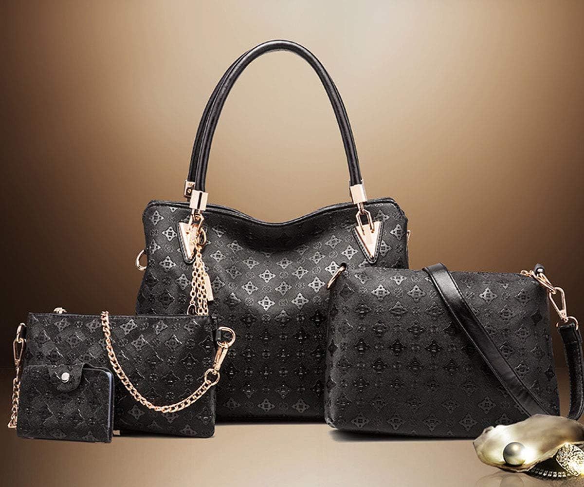 Women PU Ladies Handbag Purse Tote Satchel Shoulder Bag Tassel Print Top Handle Bag Clutch Card Holder