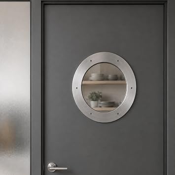 Deep Flange Nickel Premium Aluminum Premium Nautical Porthole Window With A Transparent Glass | Kitchen Home Decor Porthole Window | Nagina International Brushed Nickel, 14 Inches