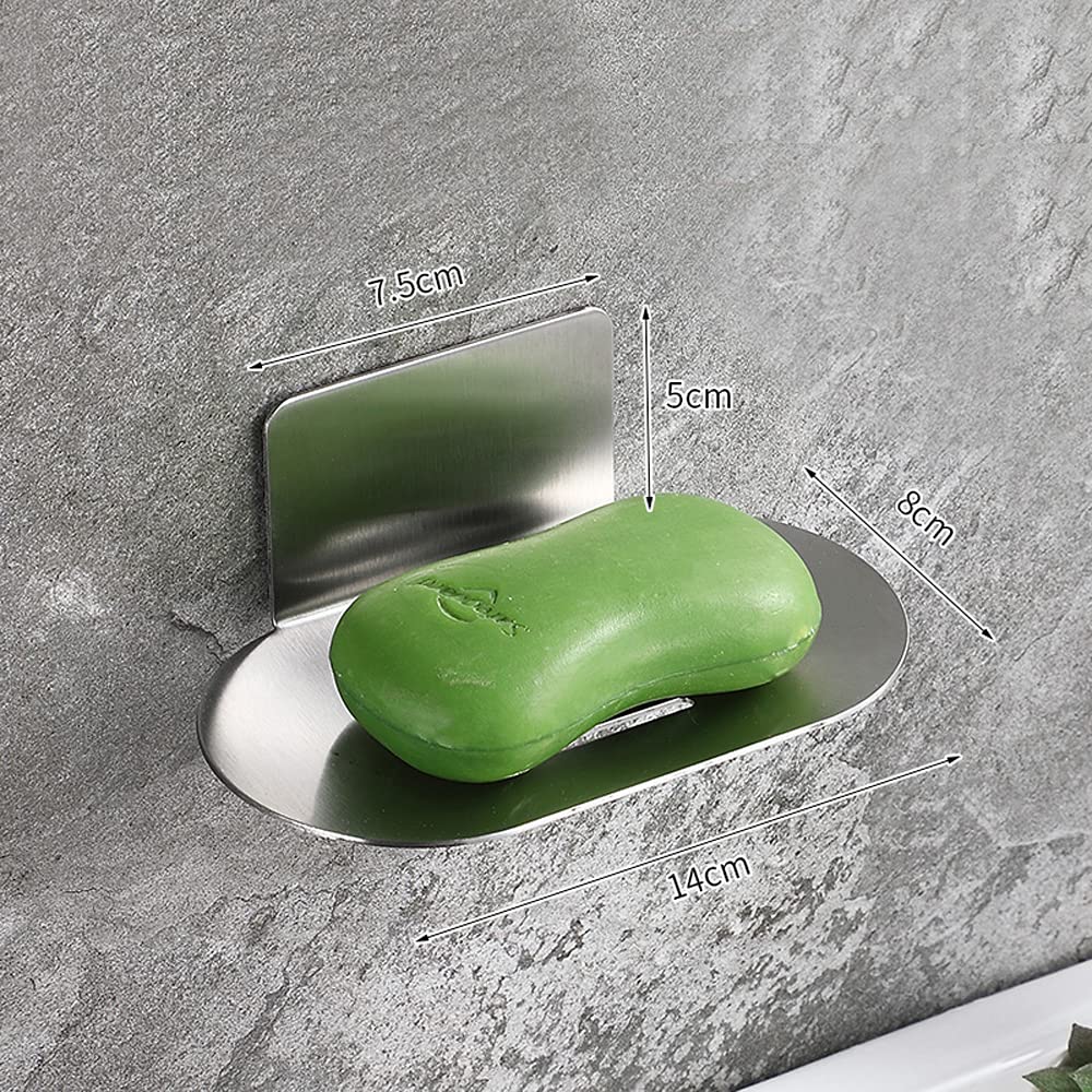 Jabonera adhesiva, jabonera de baño para ducha, acero inoxidable 304 montado en la pared, soporte de jabón para baño, cocina, sin taladrar (níquel cepillado)