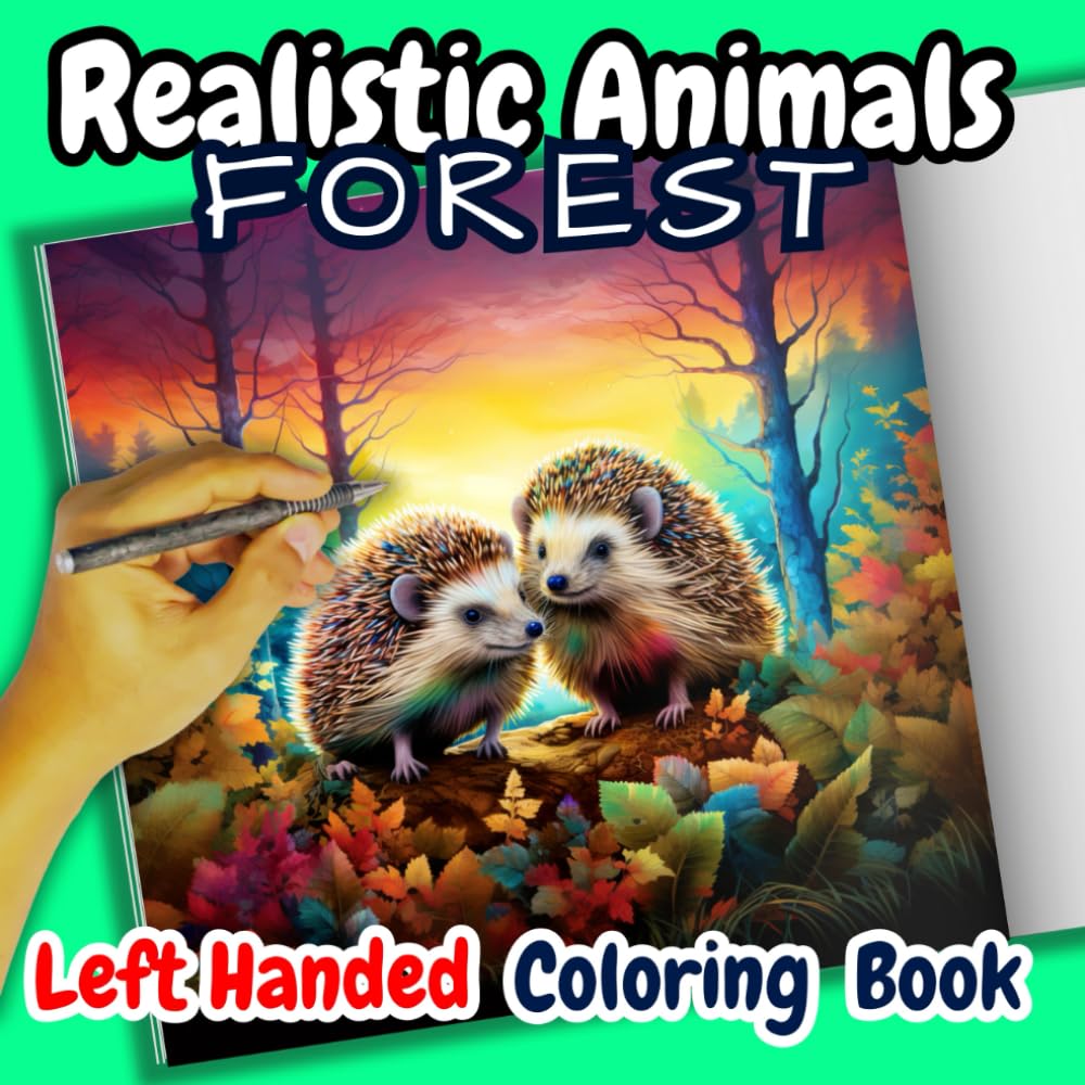 Left Handed Coloring Book: Realistic Forest Animals and Nature Grayscale Coloring Book for Adults Relaxation: Hyper Realism Grayscale Adult Animals ..