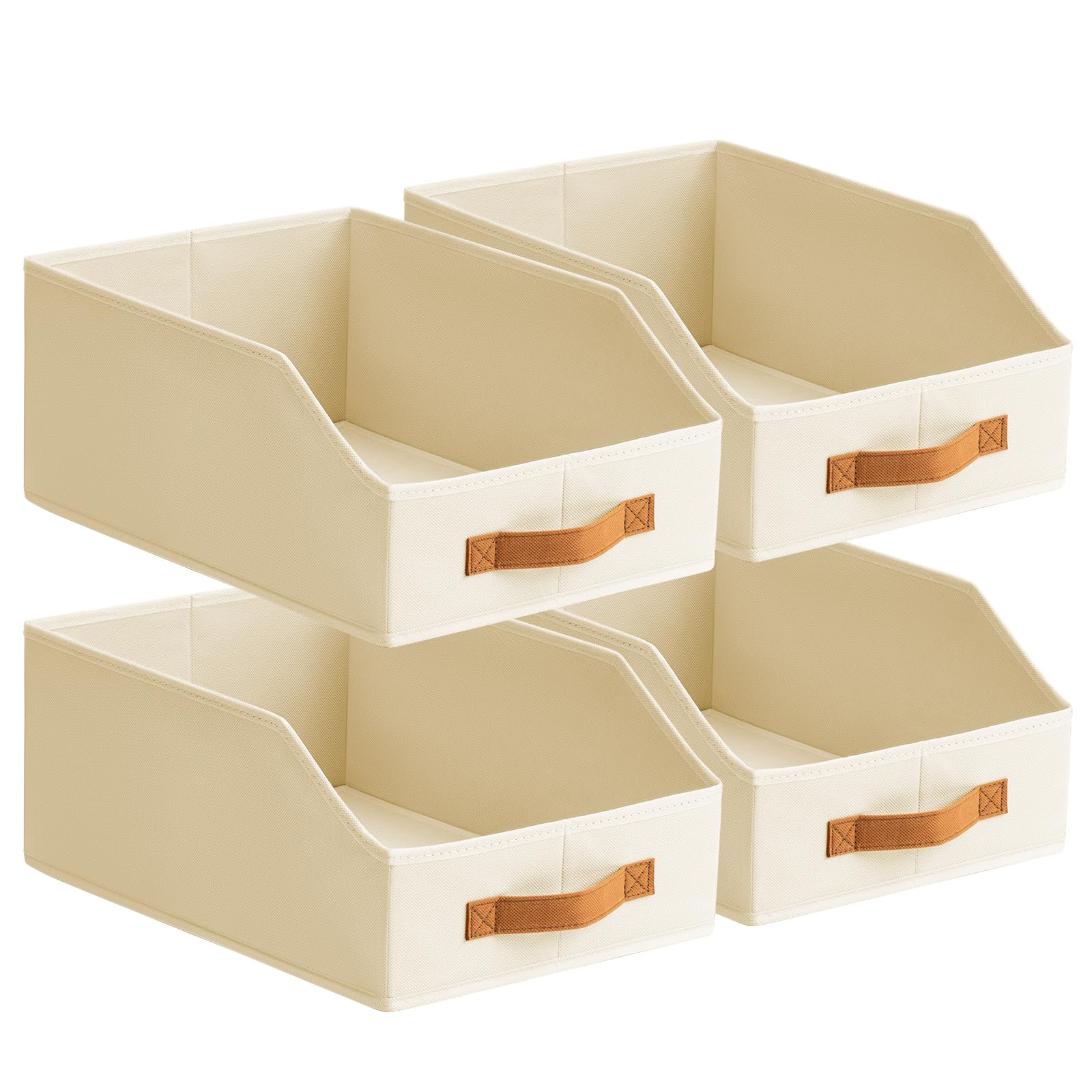 Homsorout Fabric Wardrobe Organiser - Large Foldable Drawer Dividers with Handle for Clothes, Toys, Underwear, Trapezoid Storage Boxs for Shelves, Closet and Bedroom, Beige, 4 Pack 15.7in — image 1