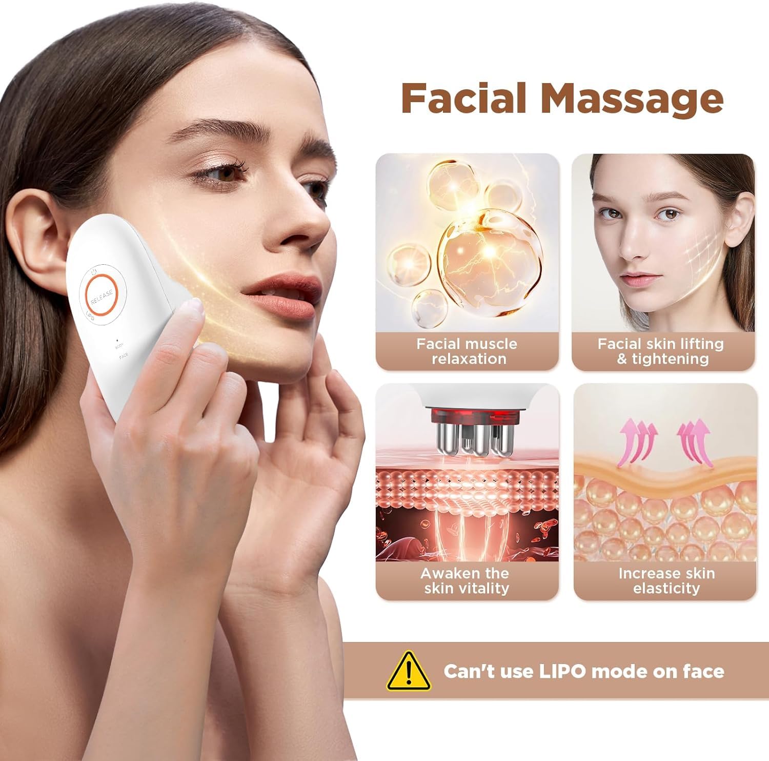 Schröpfmassagegerät mit EMS & Rotlicht, 2-in-1 Körper & Gesichtsmassage, Massagegerät für Straffere Haut, Massage durch Elektrische Stimulation,Anti Cellulite Massagegerät für Bauch,Weiß,mit 100ml Gel