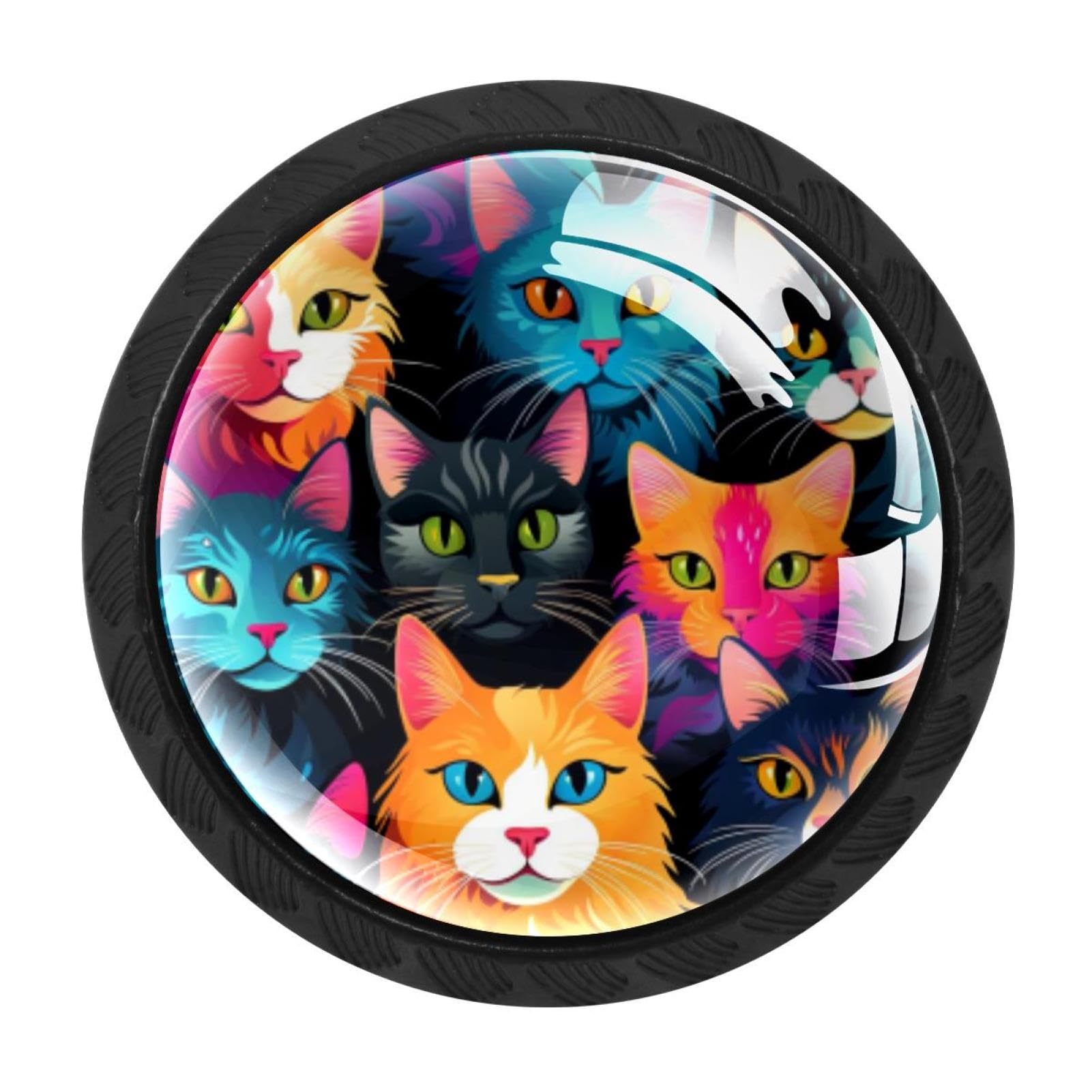 Chenzzzz Multicolored 06 4 Pack Cabinet Handles Black Cat Cabinet Knobs Draw