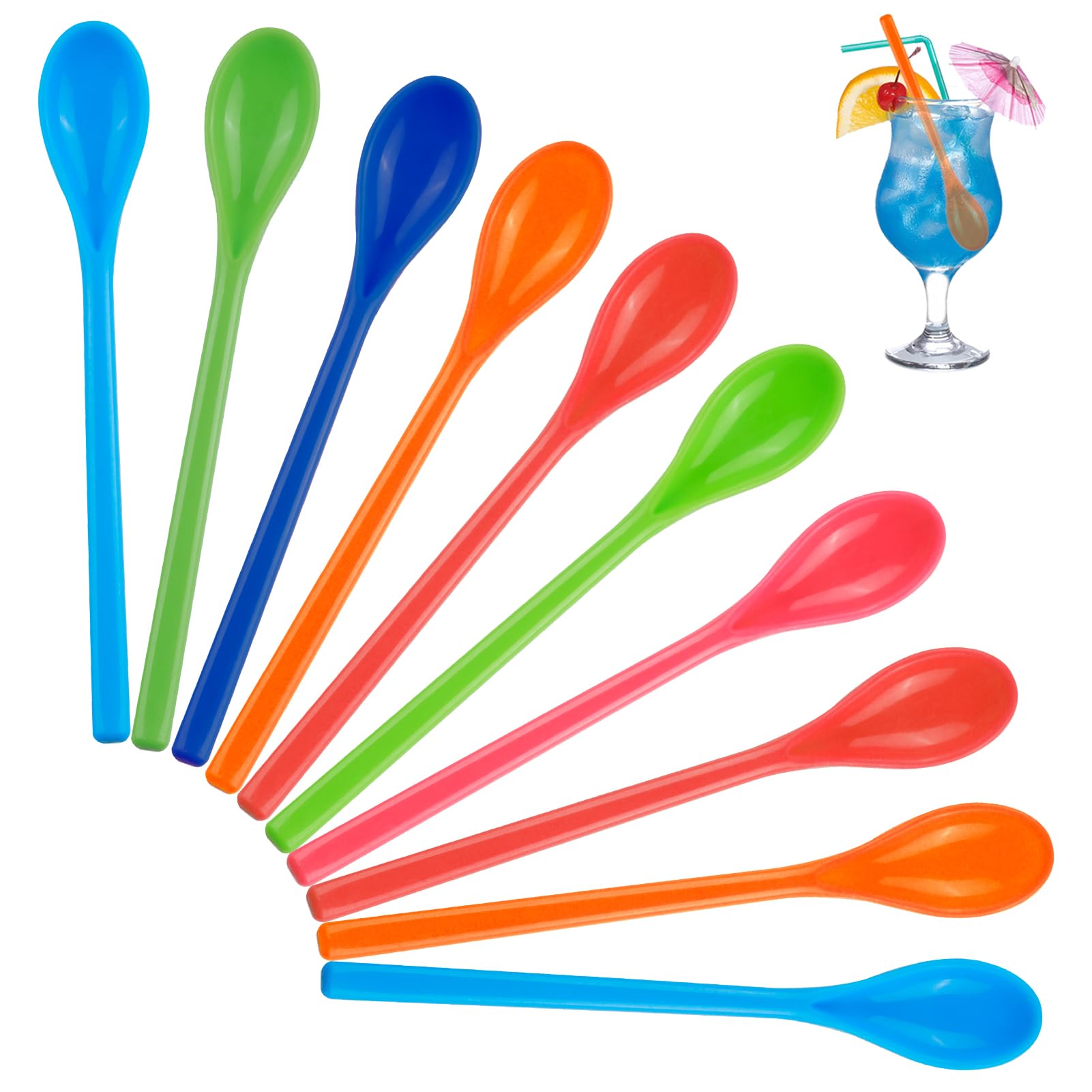 5 Bunte Eierlöffel Aus Kunststoff – Langer Stiel, Spülmaschinengeeignet, Für Eis, Joghurt & Mehr