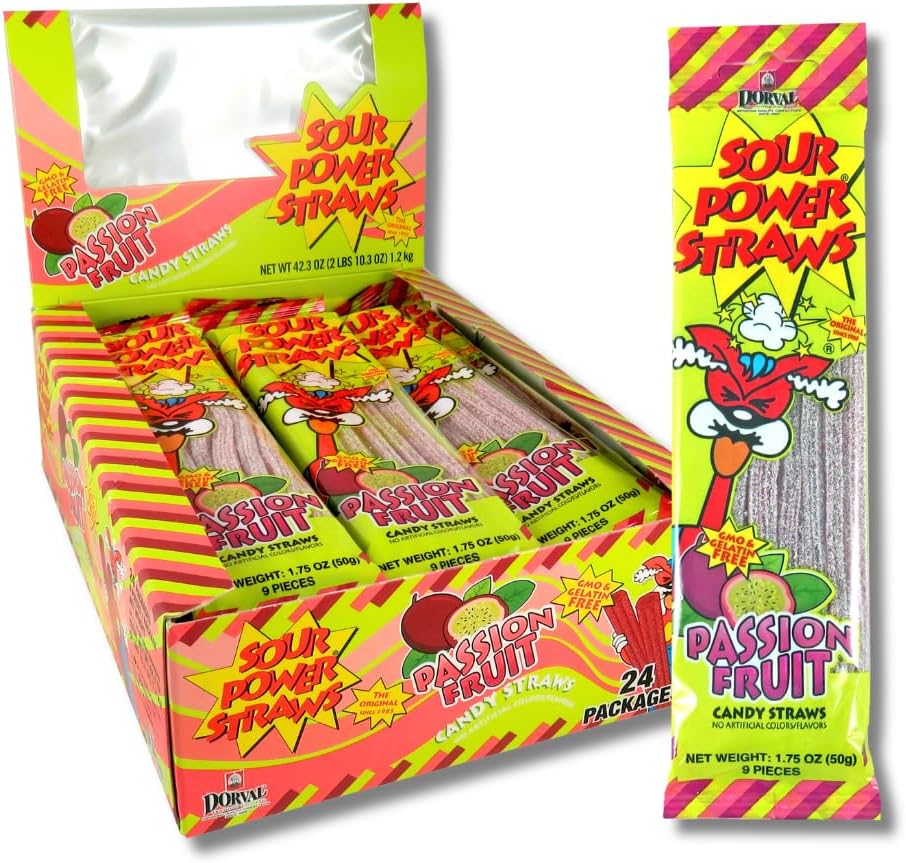 Candy Straws, Passion Fruit, 1.75 oz (Pack of 24)