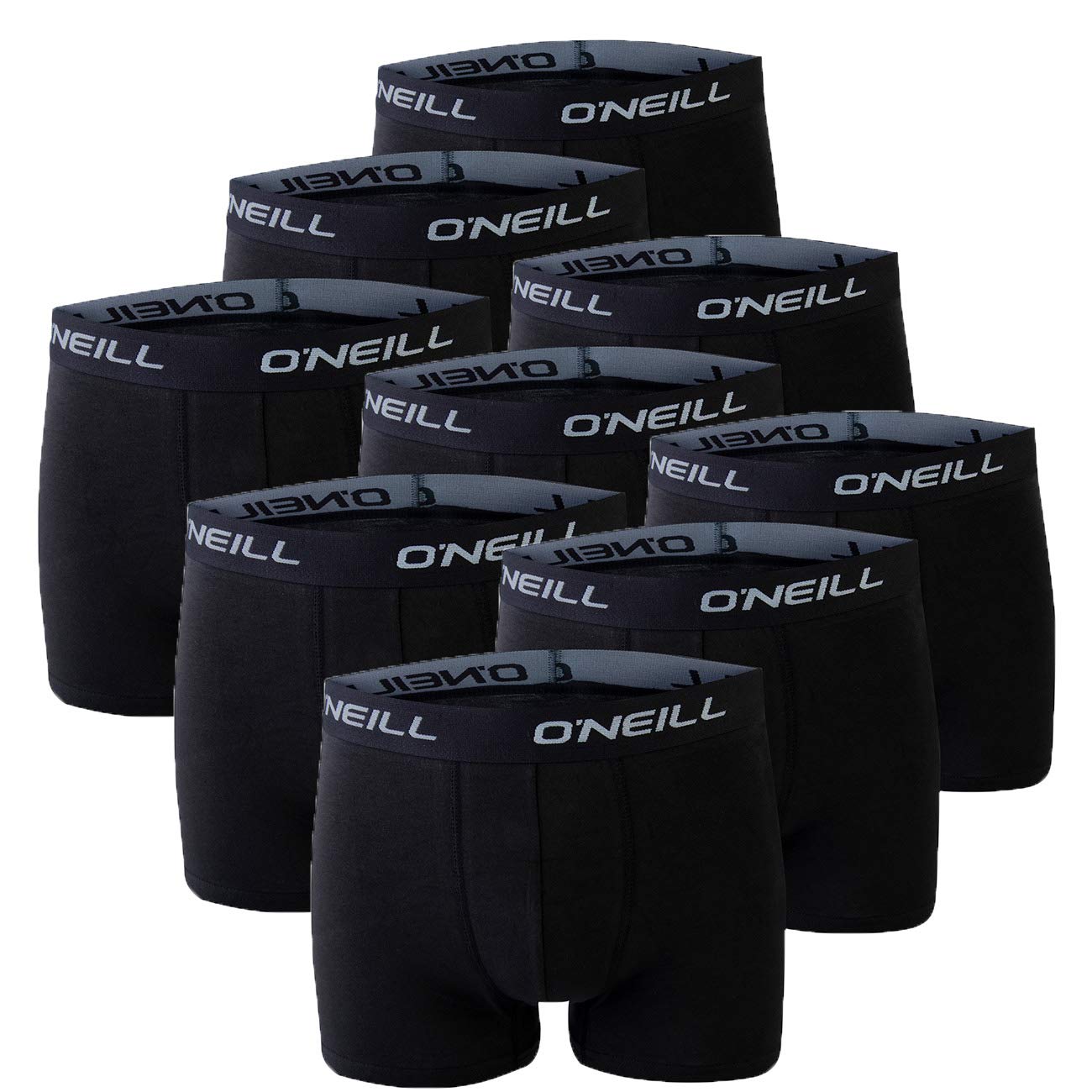 O'Neill Herren 9er Set Basic Boxershort Unterwäsche Unterhose Logo Baumwolle Sport Männer Schwarz Grau Blau S M L XL XXL, 9X Black, M