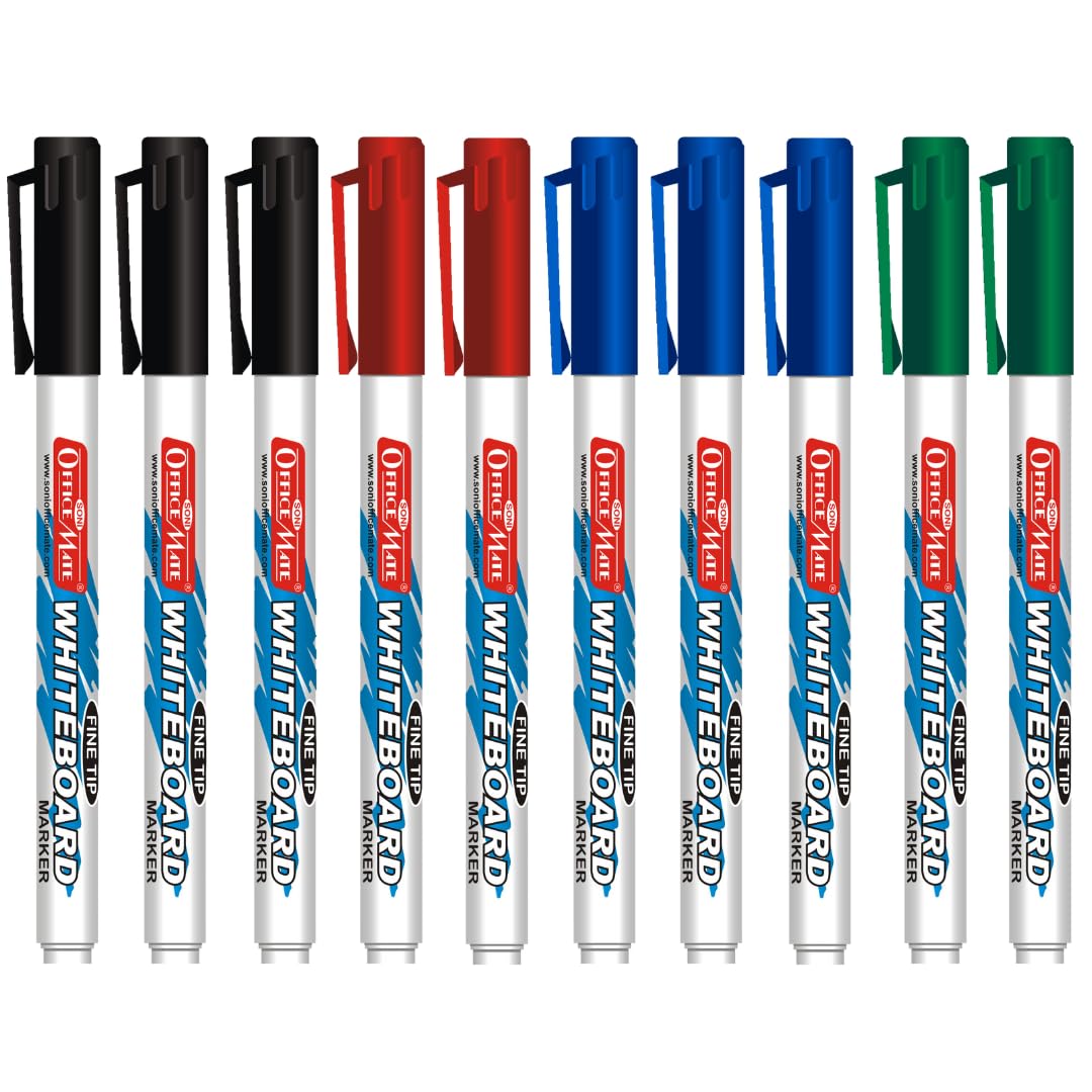 Soni Officemate Fine Tip Whiteboard Marker - Pack of 10 (Mix Color)-image-39