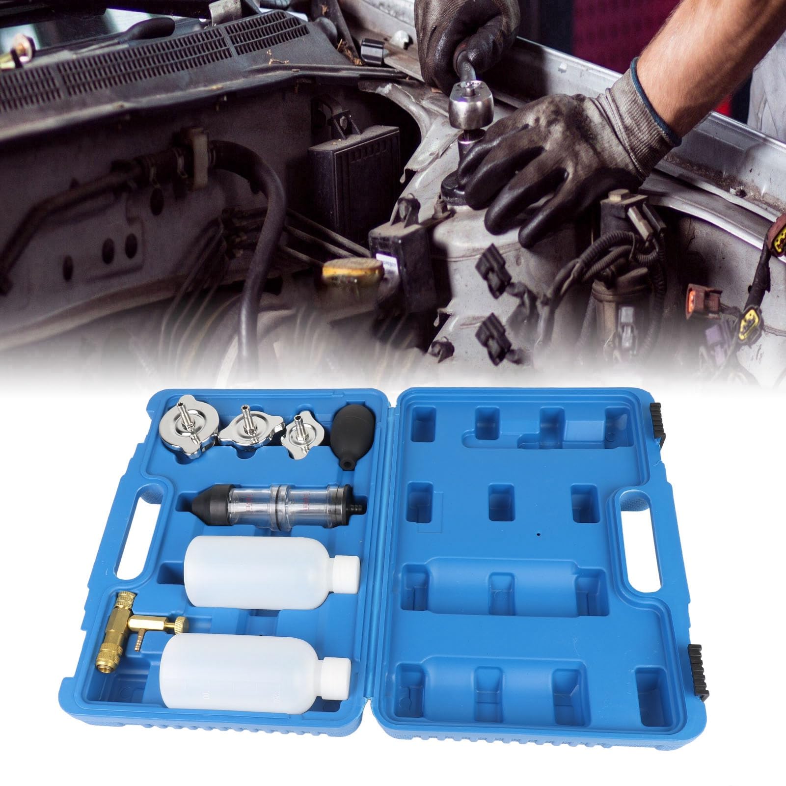 Kit de Probador de Combustión, Detector de CO2 para Motores Automotrices con Líquido de Prueba Reutilizable, Adecuado para Automóviles, Camiones, Tractores, Excavadoras