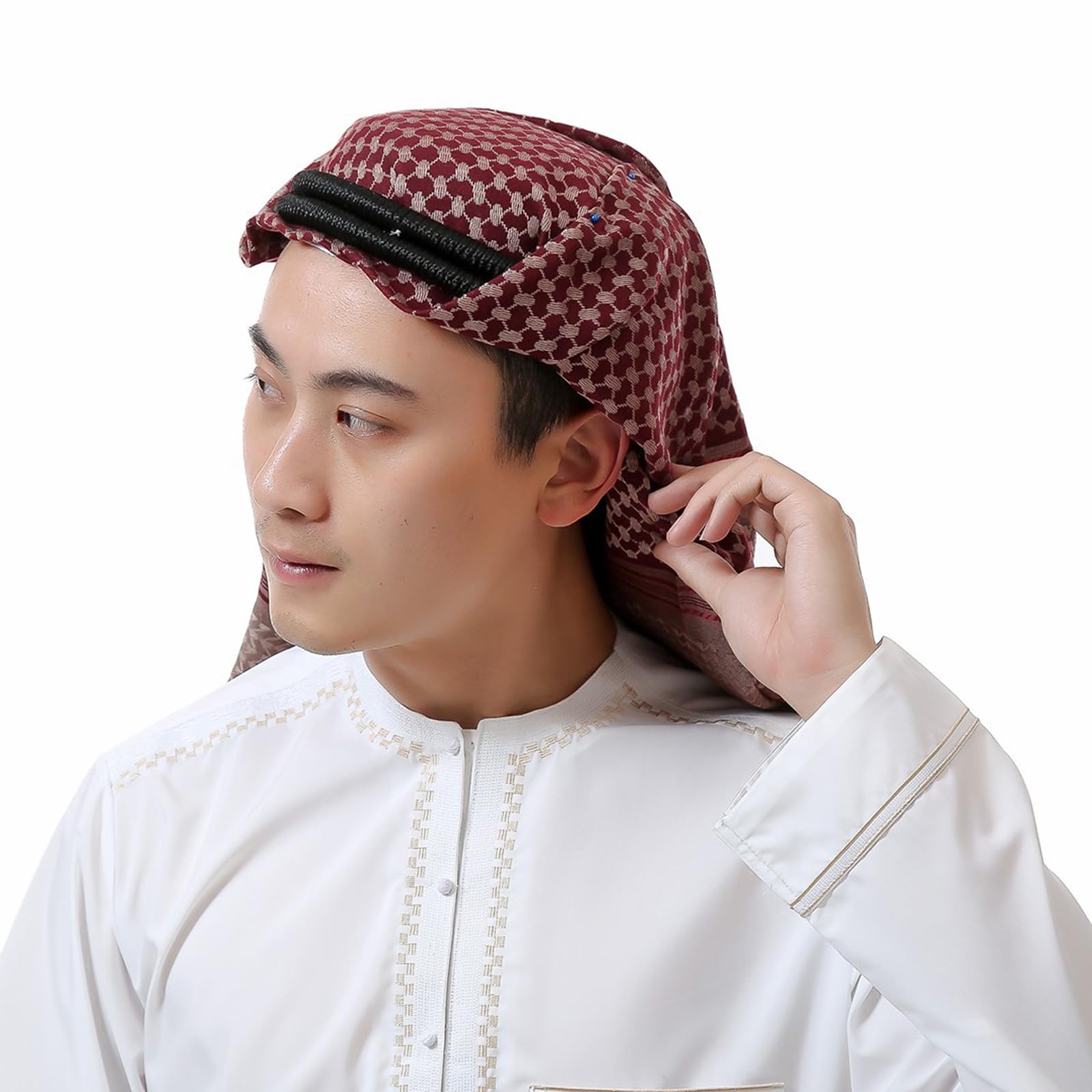 PURFUN Men's Large Arab Shemagh Headscarf Muslim Headcover Shawl Keffiyeh Arabic Scarf