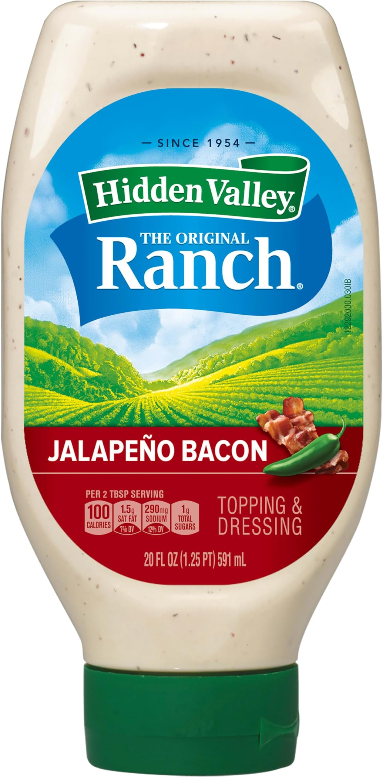 Hidden Valley Easy Squeeze Jalapeno Bacon Ranch Salad Dressing & Topping, Gluten Free - 20 Ounce Bottle (Package May Vary)