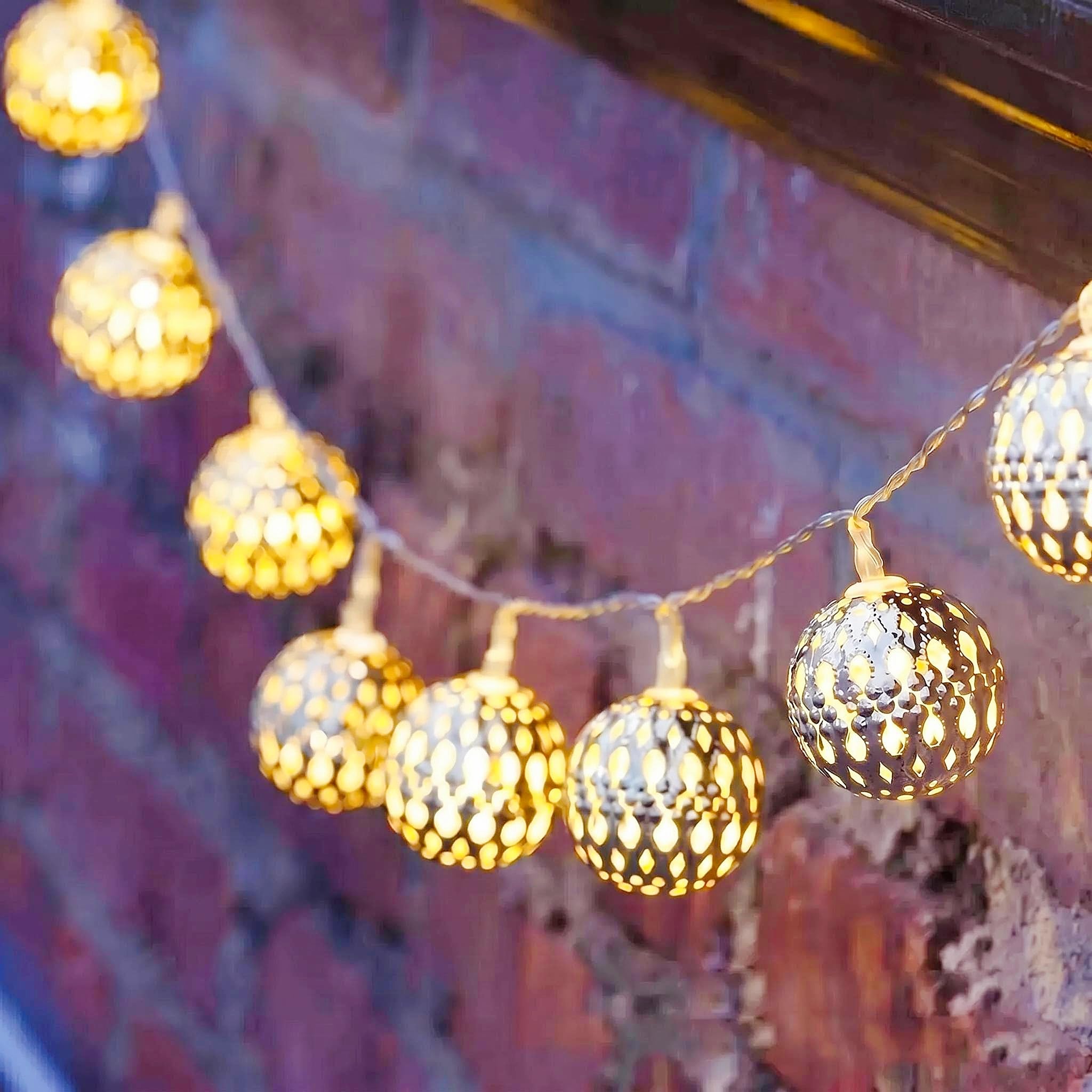 Hhmtaka Warm White Indoor Moroccan Ball Fairy String Lights 3M 20Led Battery Operated